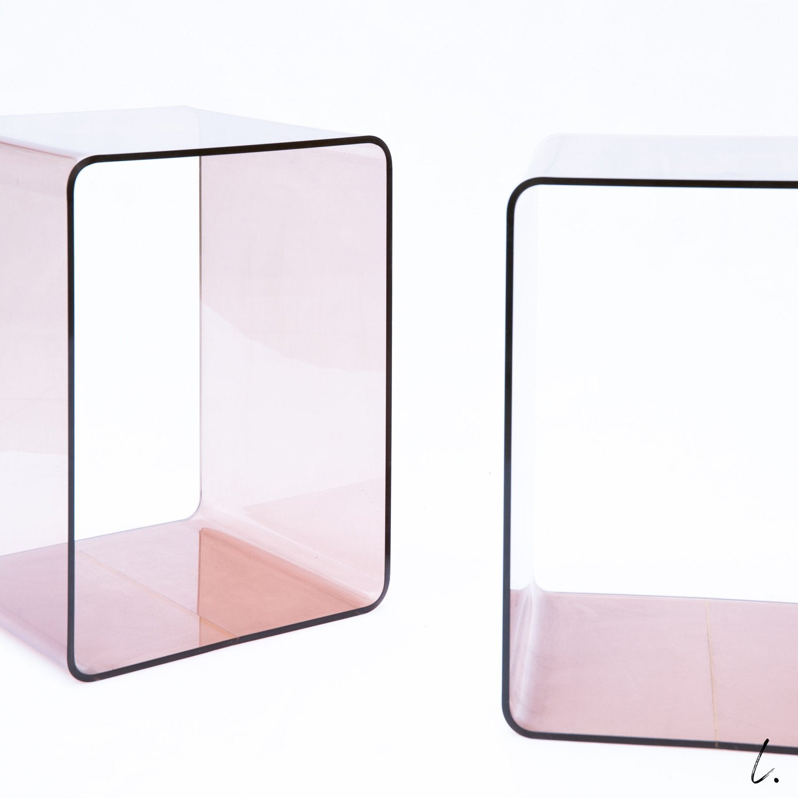PAIR OF PLEXI END TABLES, MICHEL DUMAS FOR ROCHE BOBOIS, 1970