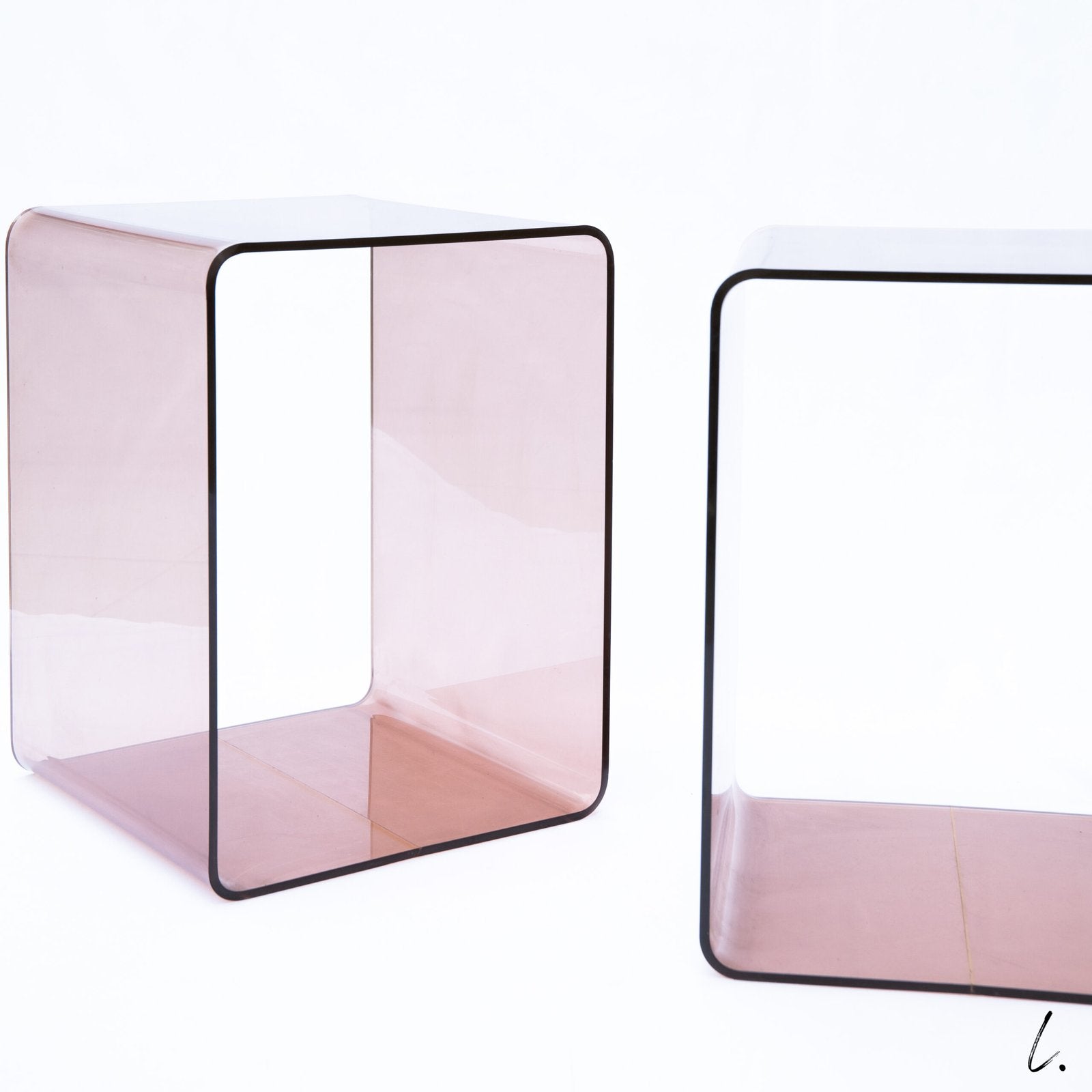 PAIR OF PLEXI END TABLES, MICHEL DUMAS FOR ROCHE BOBOIS, 1970