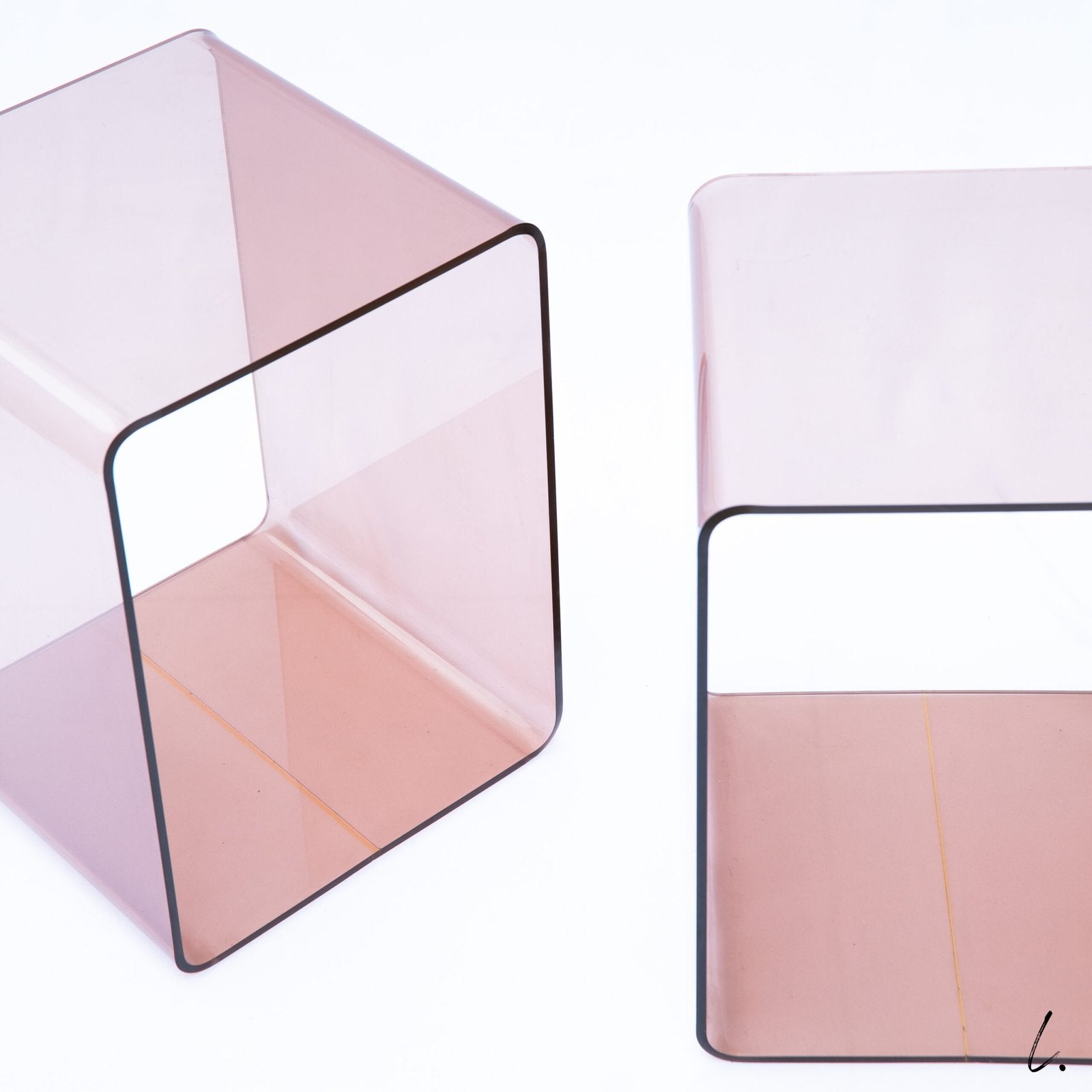 PAIR OF PLEXI END TABLES, MICHEL DUMAS FOR ROCHE BOBOIS, 1970
