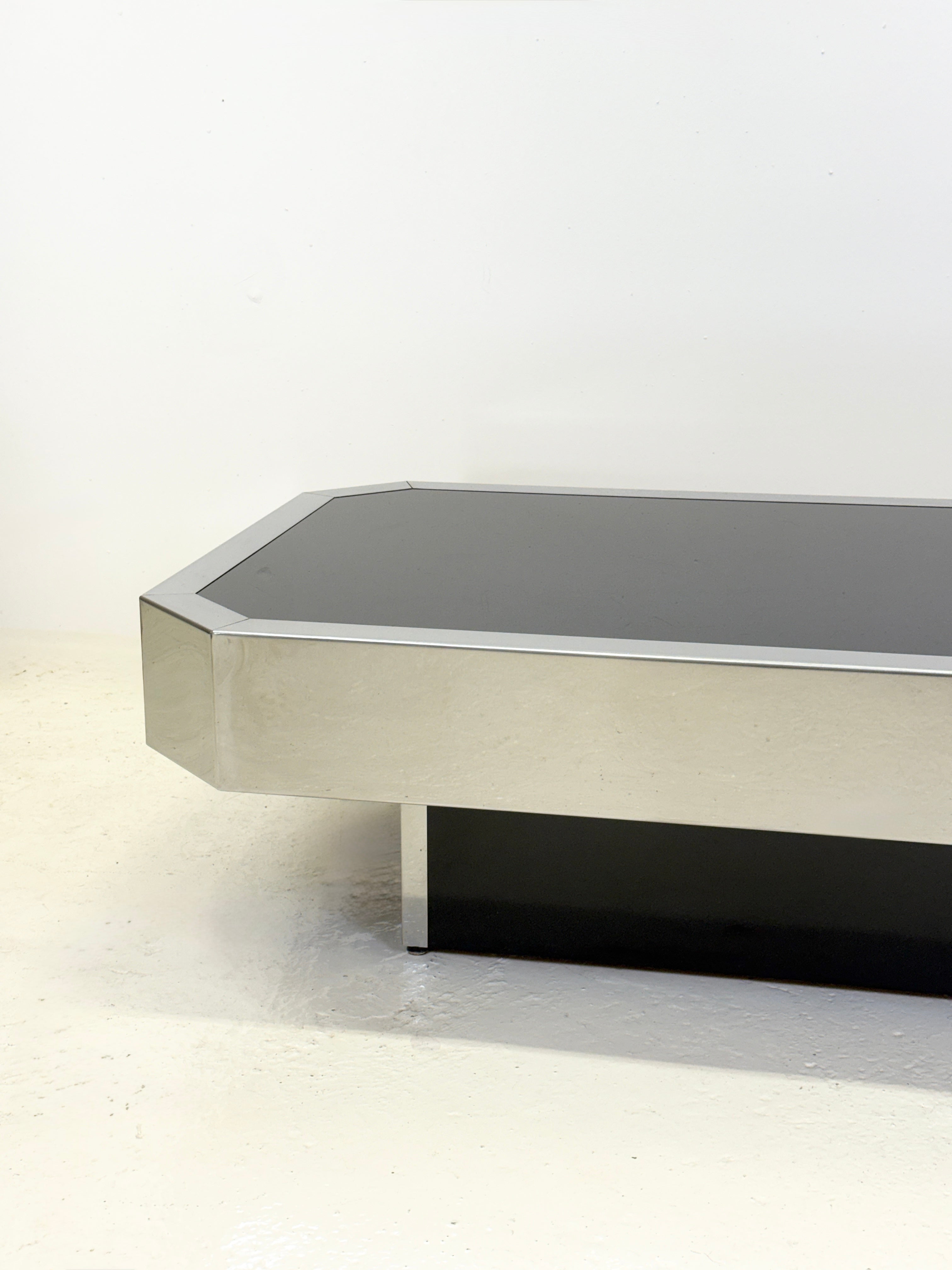 TABLE BASSE CHROMÉE DLG “WILLY RIZZO”, ITALIE, 1970s