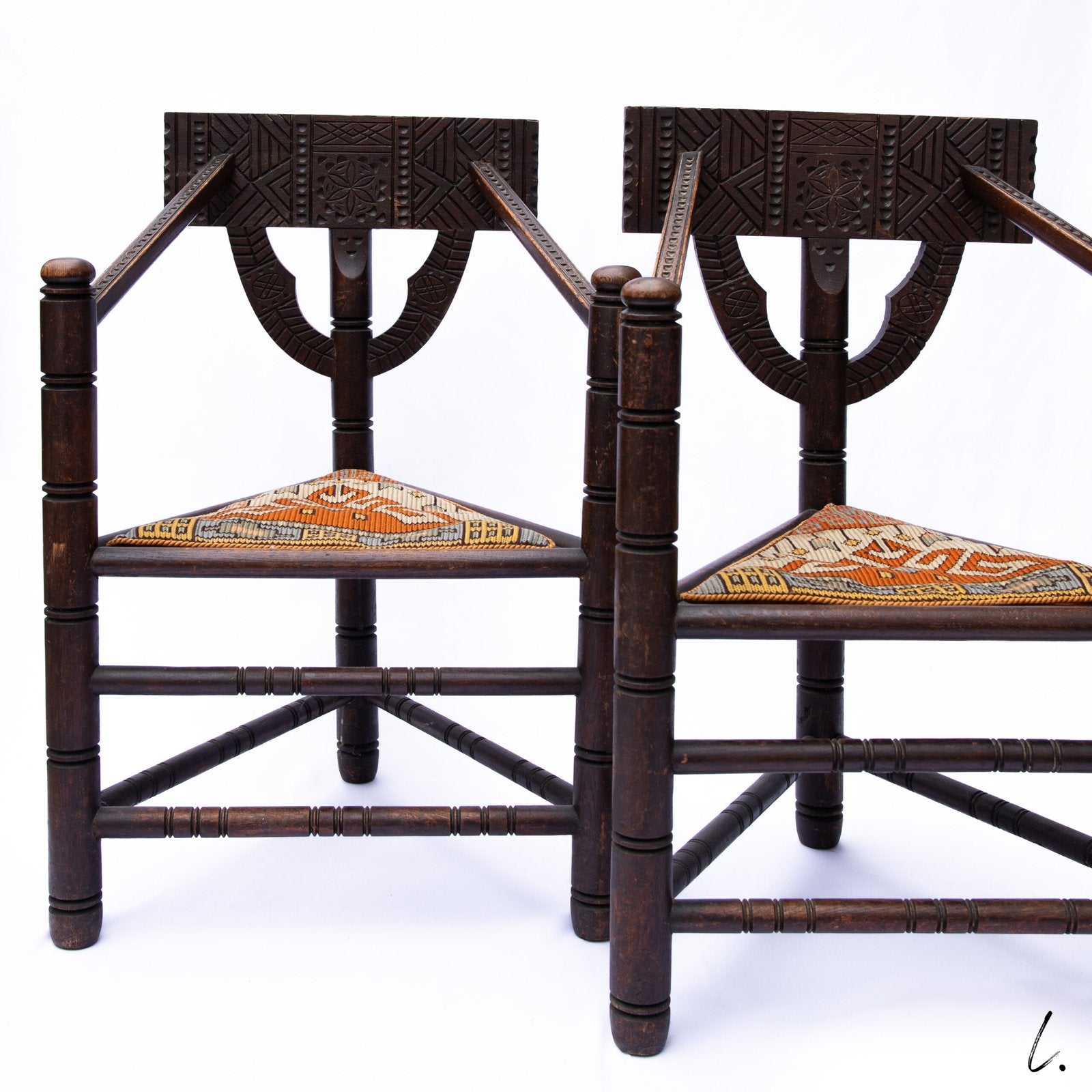 PAIR OF MONK CHAIRS IN SOLID OAK, SWEDEN, 1900