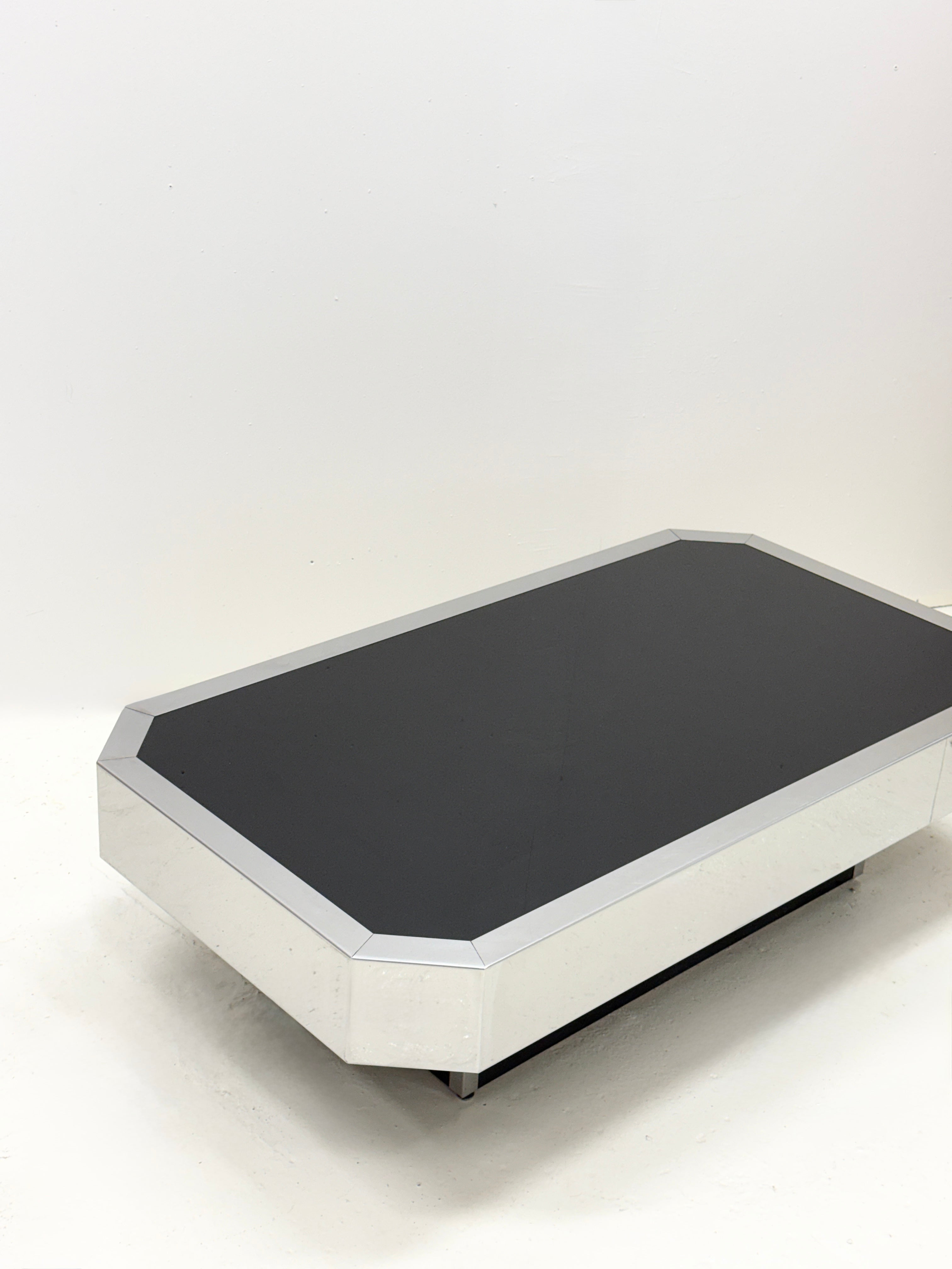 TABLE BASSE CHROMÉE DLG “WILLY RIZZO”, ITALIE, 1970s