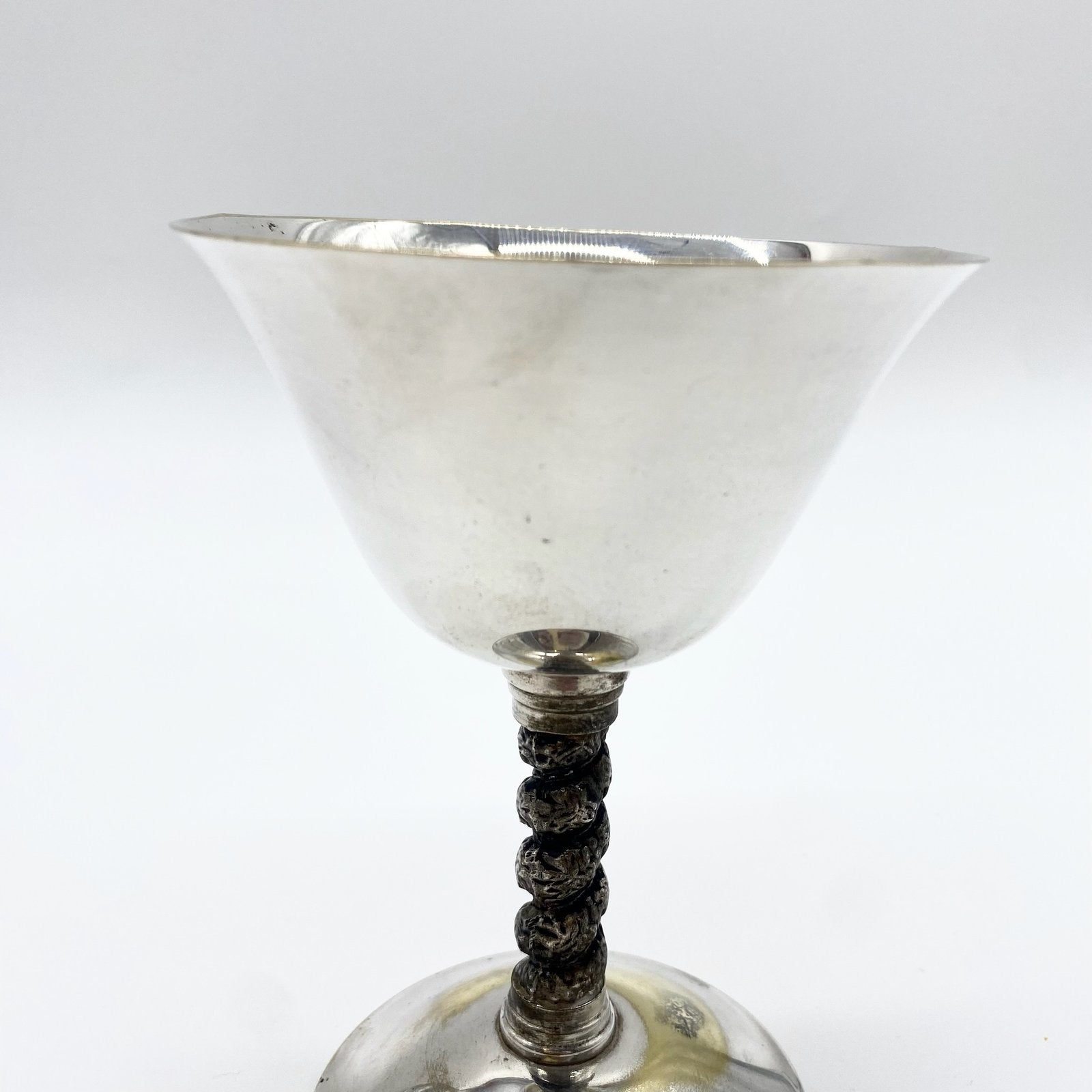 SÉRIE DE 5 VERRES À PIED / MÉTAL ARGENTÉ – "EPB", 1960s