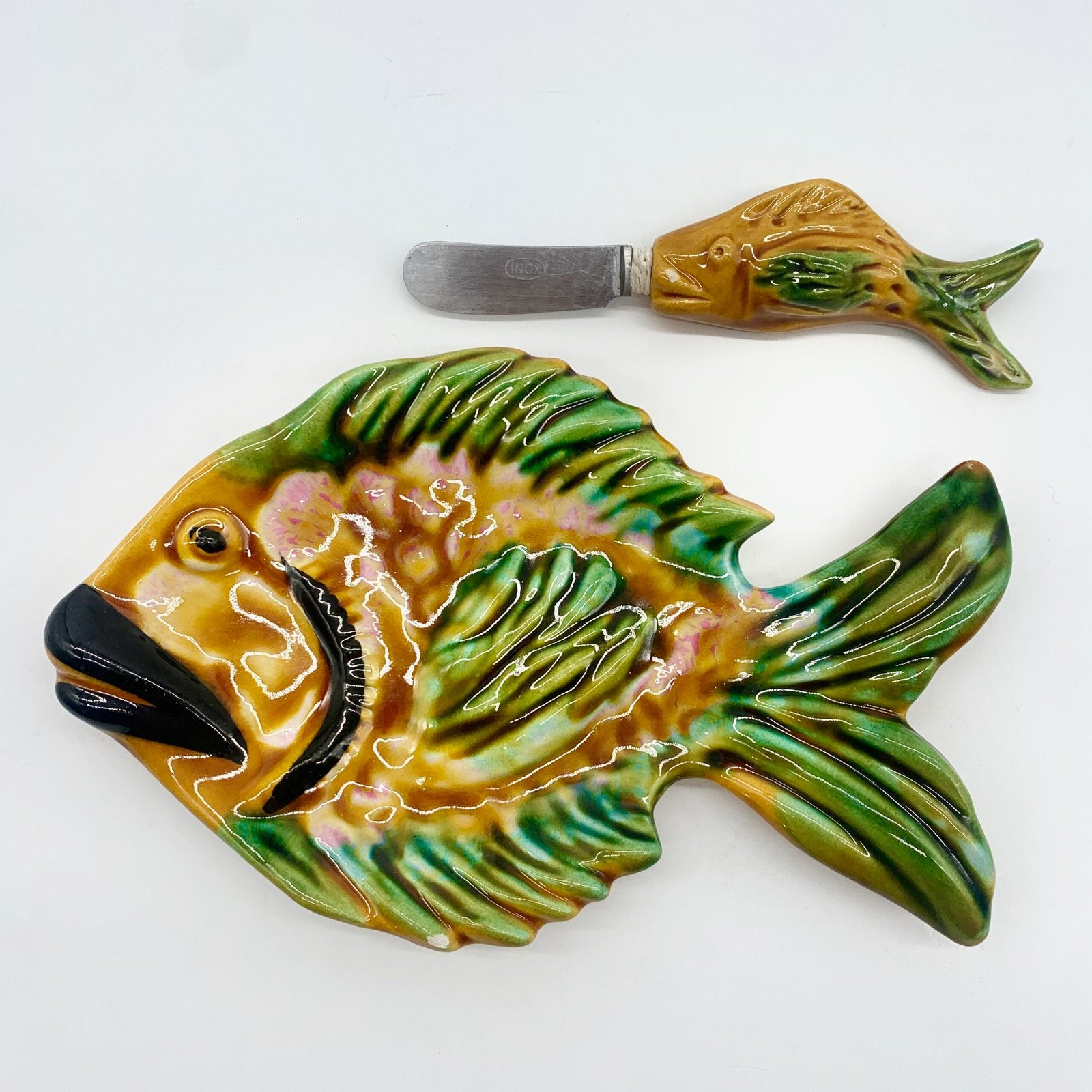 BEURRIER / COUTEAU "POISSON", VALLAURIS, 1960s