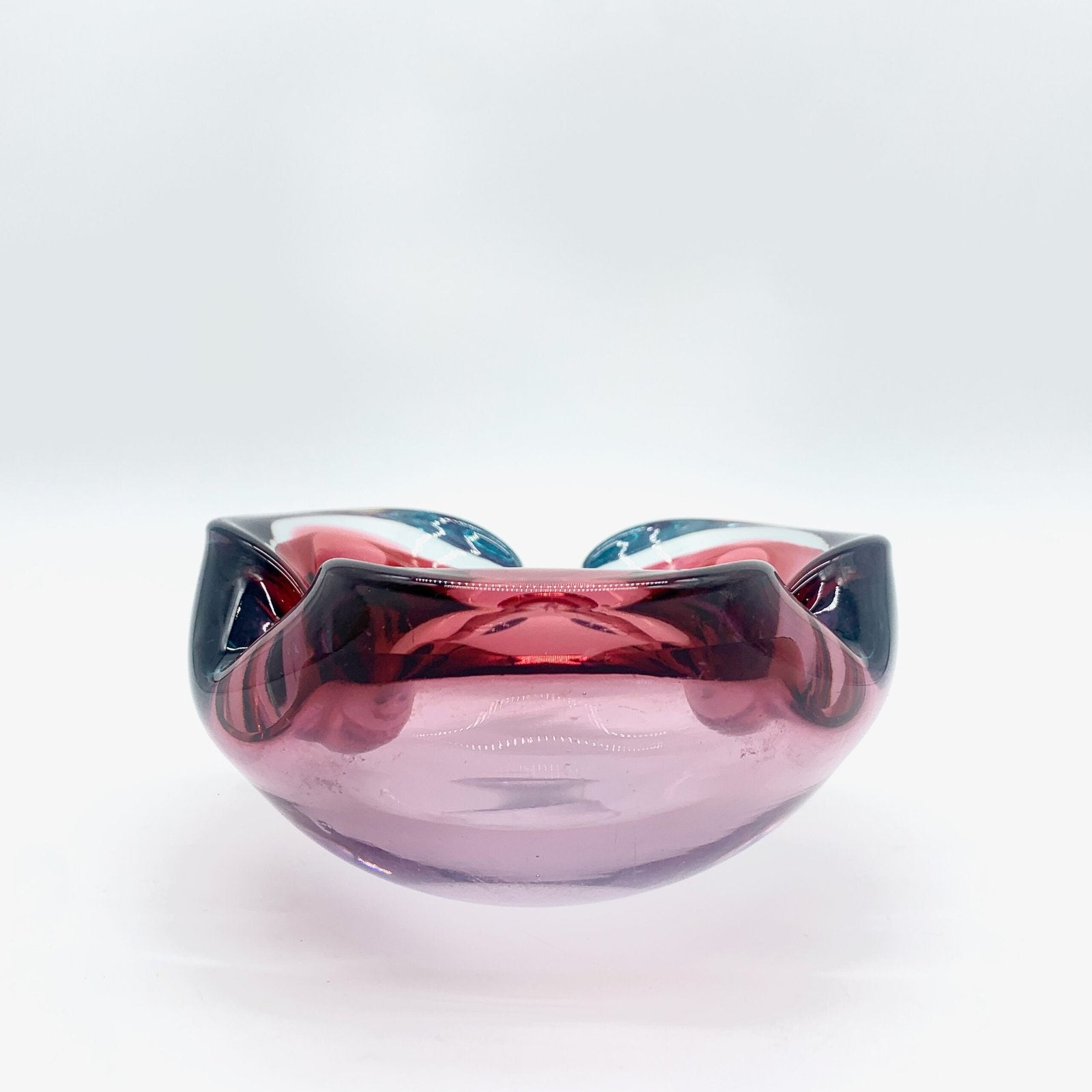 COUPE MURANO, FORME D'ONDULATION ROSE ET BLEU, 1960