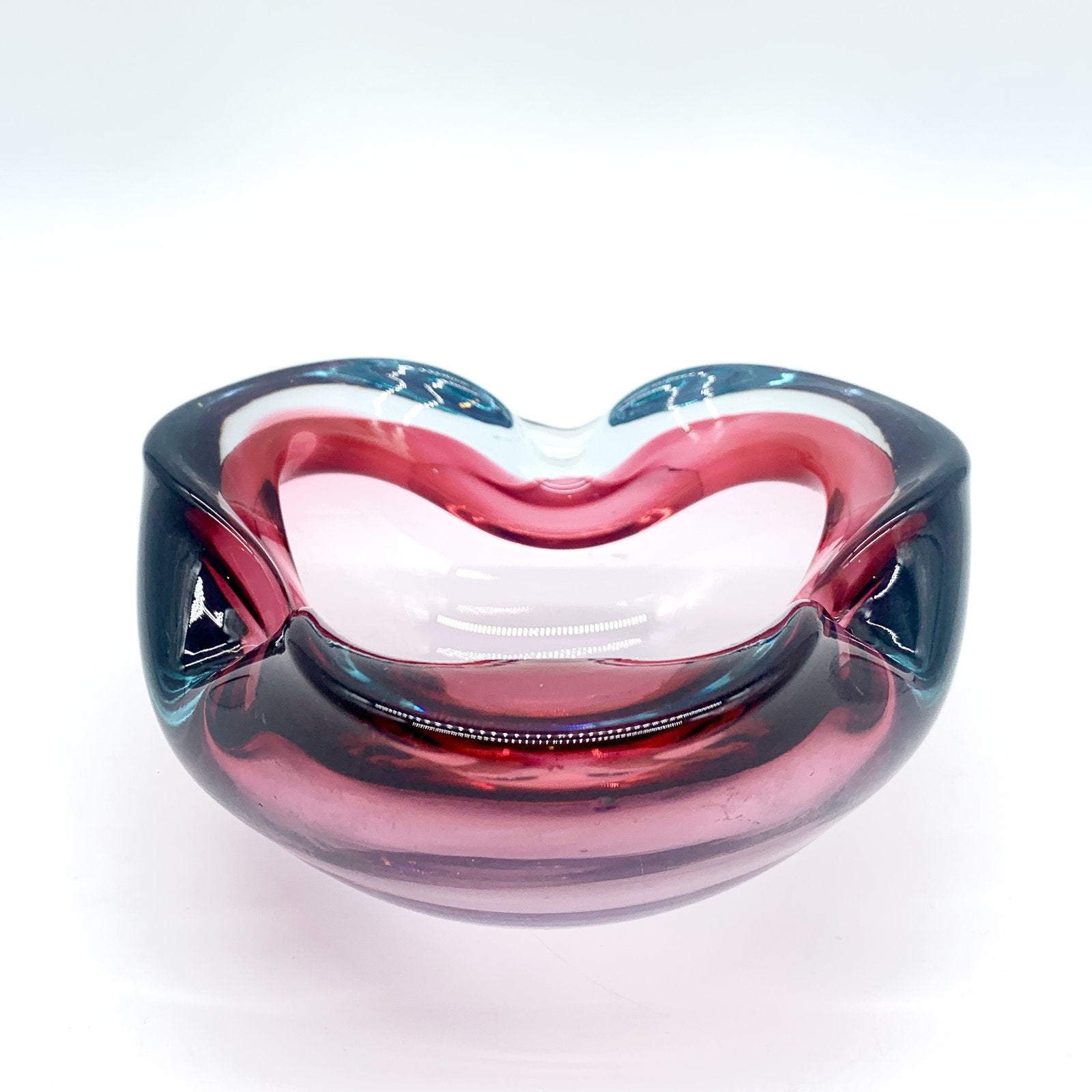 COUPE MURANO, FORME D'ONDULATION ROSE ET BLEU, 1960
