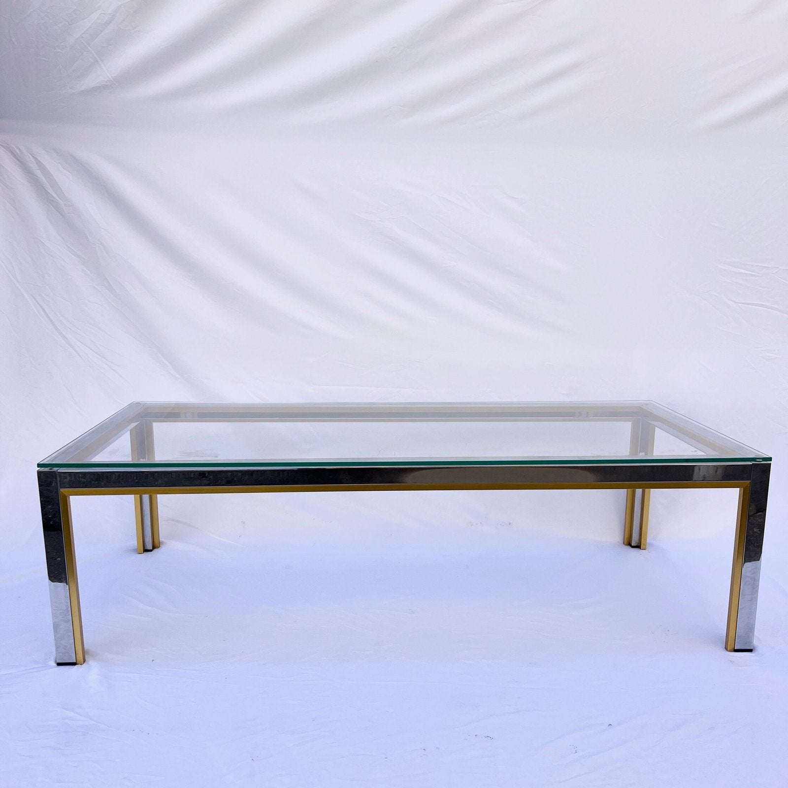 REGENCY CHROME AND GLASS COFFEE TABLE BY RENATO ZEVI, ITALY 1970