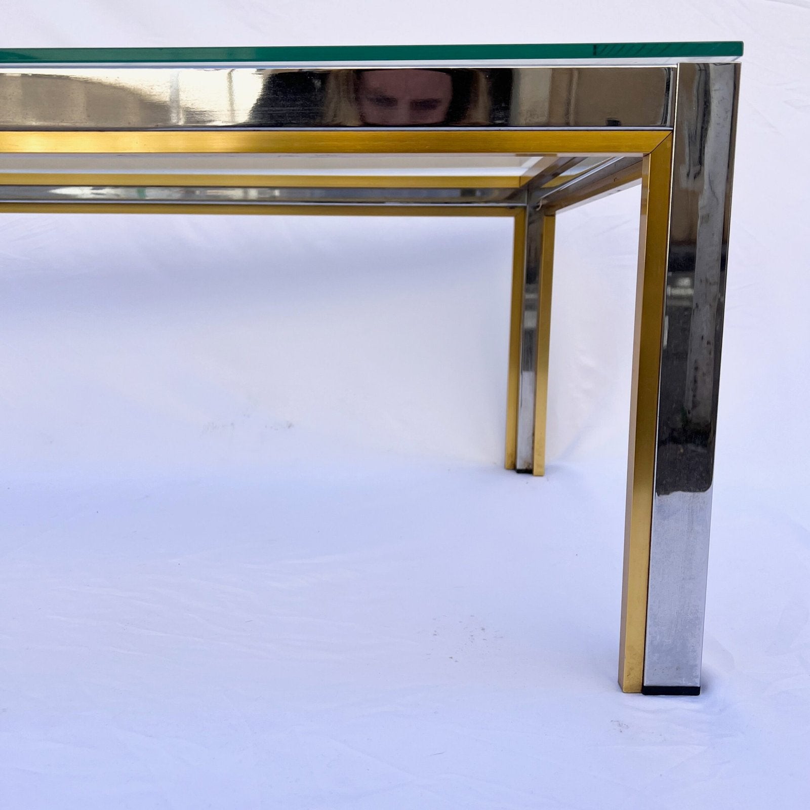 REGENCY CHROME AND GLASS COFFEE TABLE BY RENATO ZEVI, ITALY 1970
