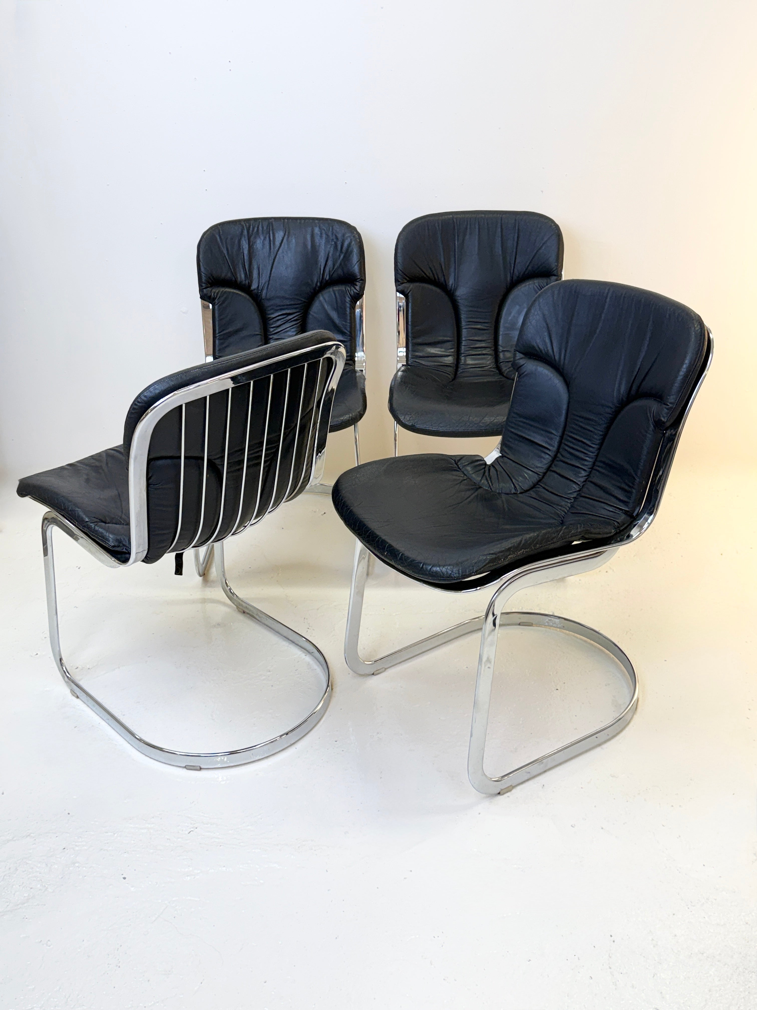ENSEMBLE DE 4 CHAISES PAR WILLY RIZZO, 1970s