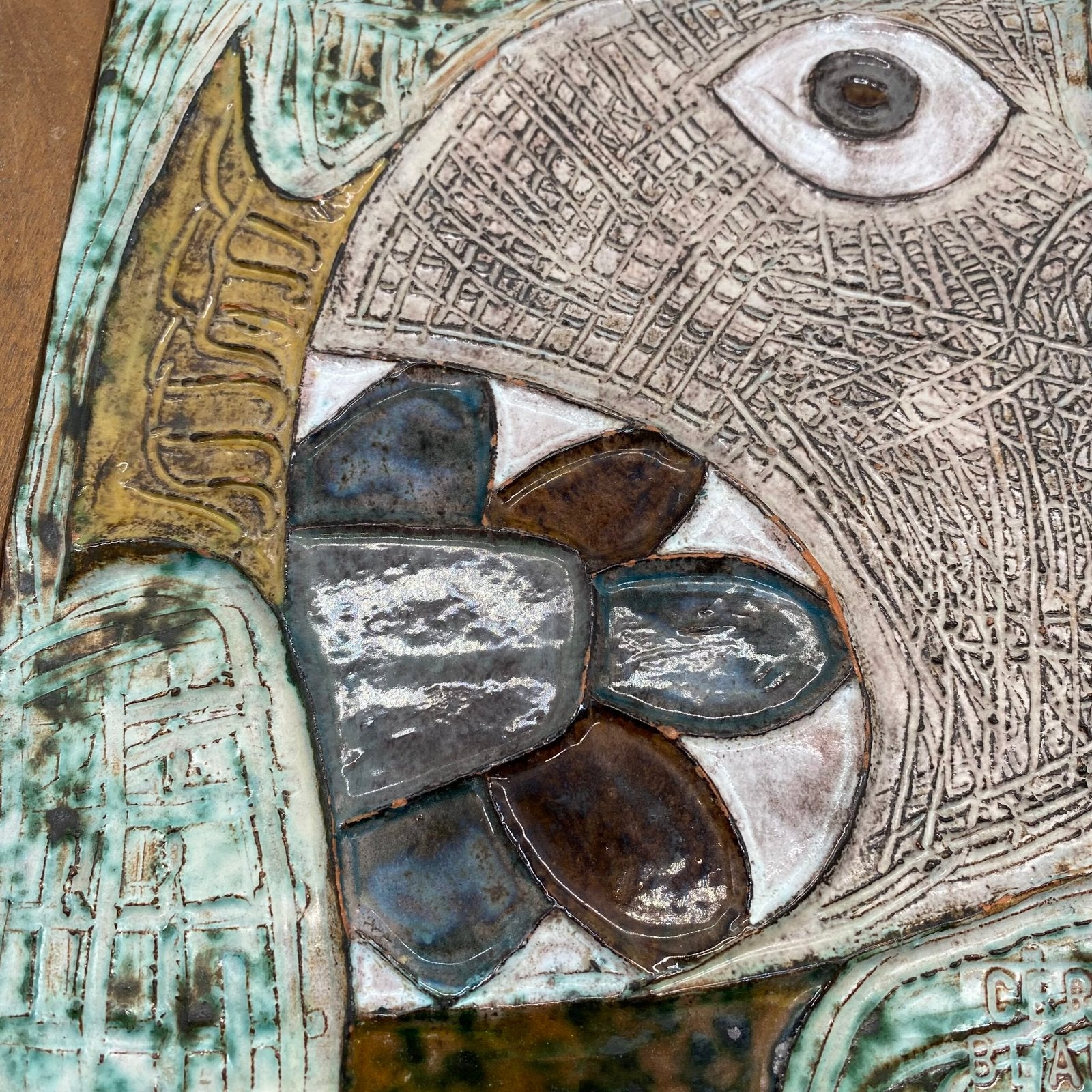 CÉRAMIQUE MURALE ANTHROPOMORPHE, "BEAUREGARD", 1960s