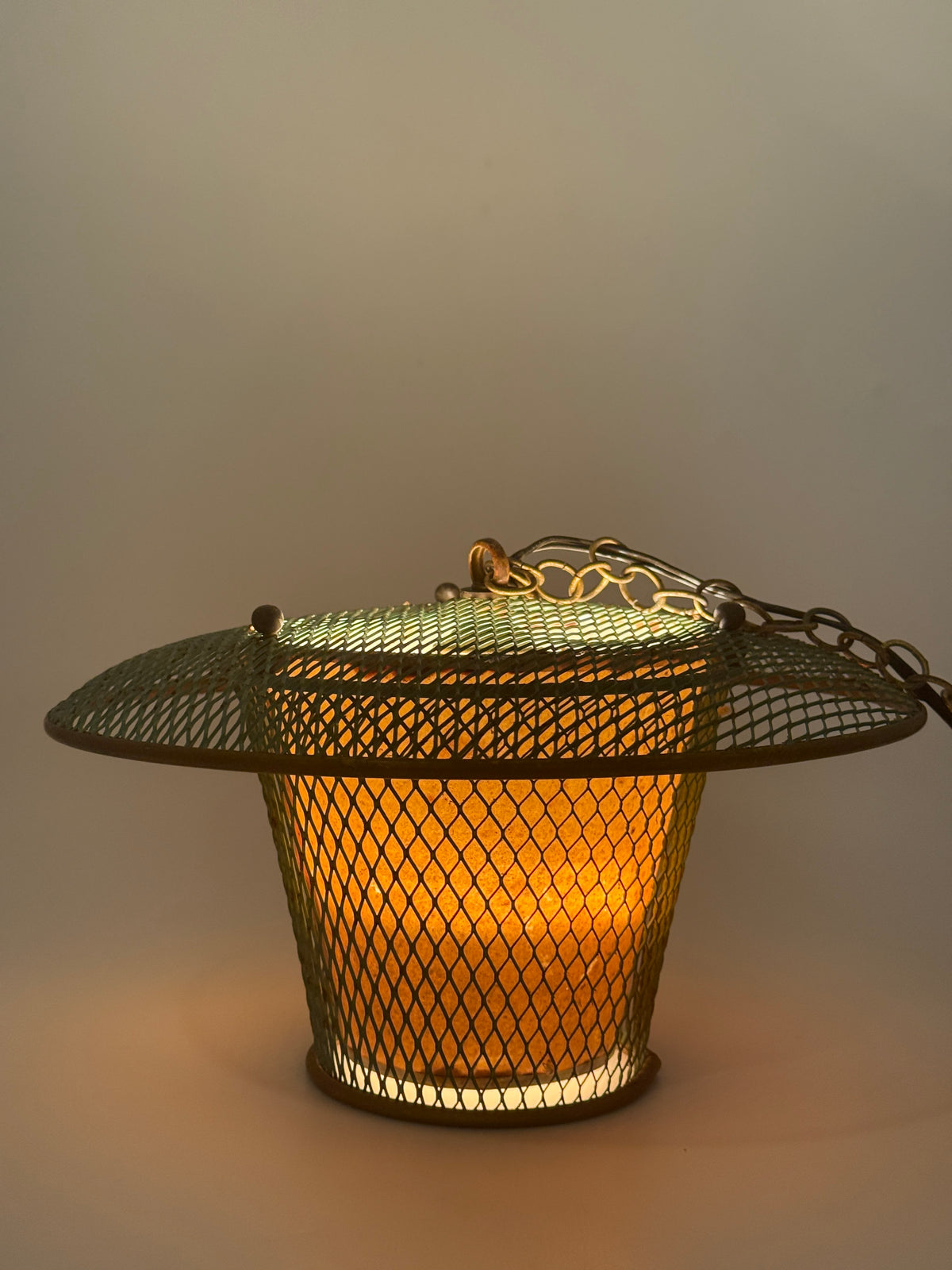 Suspension "Résille" en métal perforé, France 1950s