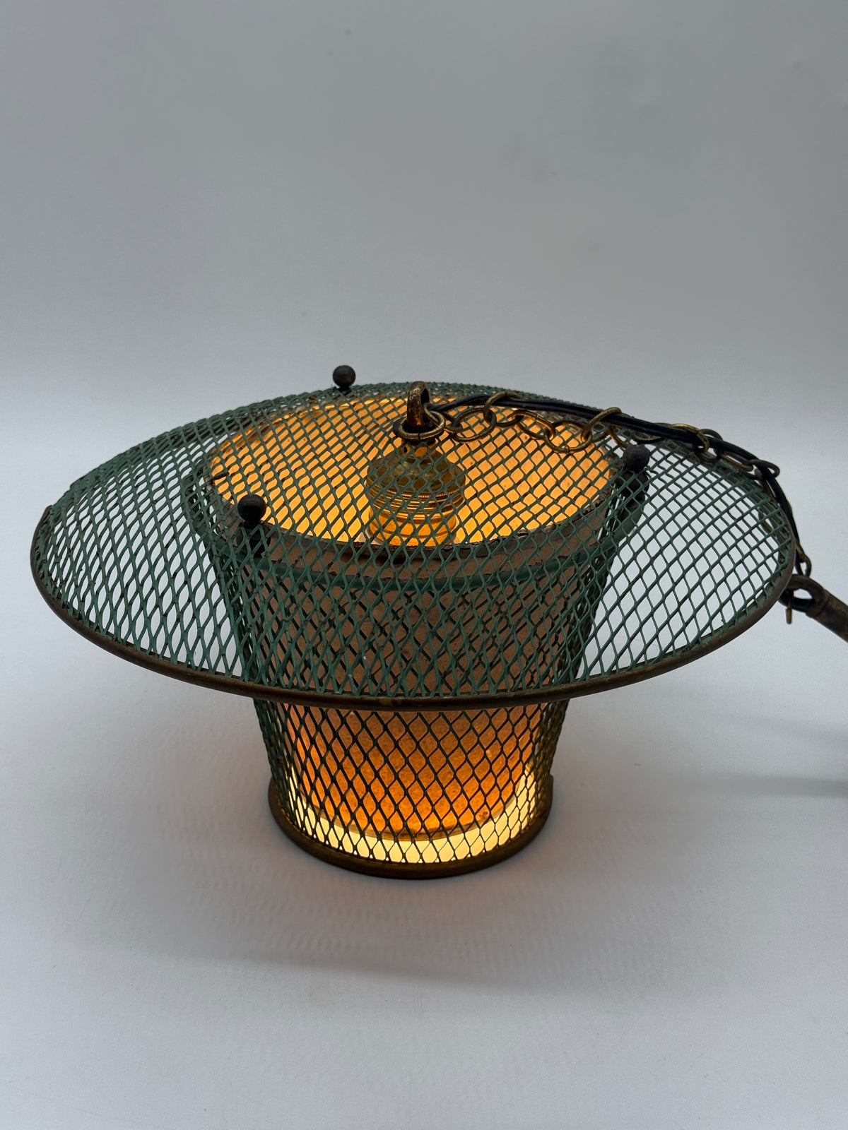 Suspension "Résille" en métal perforé, France 1950s