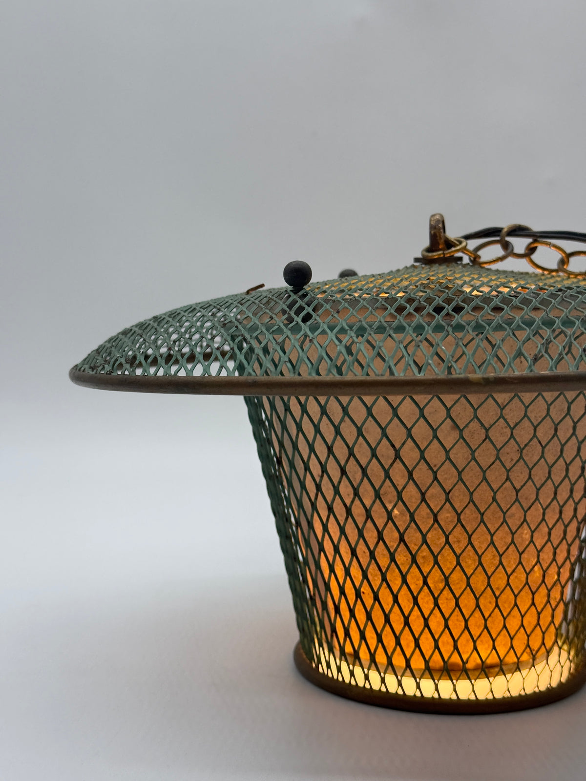 Suspension "Résille" en métal perforé, France 1950s