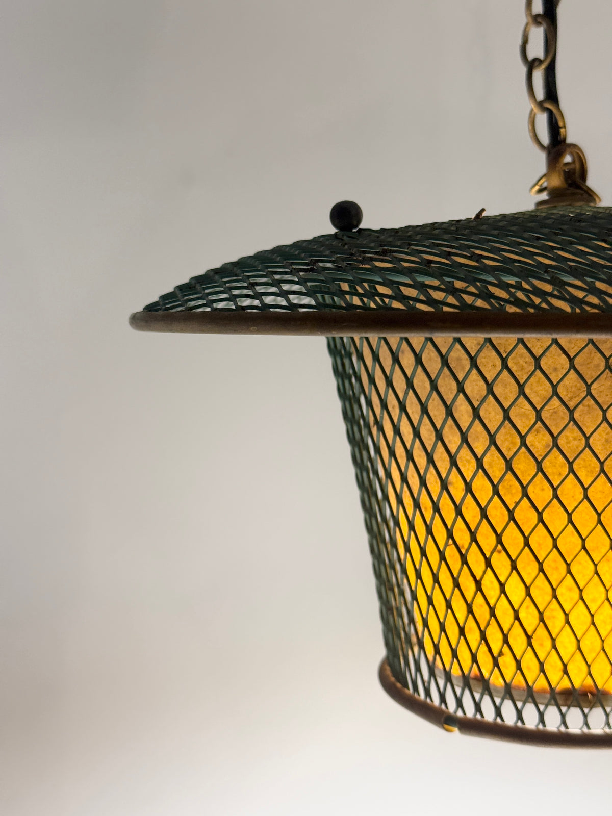 Suspension "Résille" en métal perforé, France 1950s
