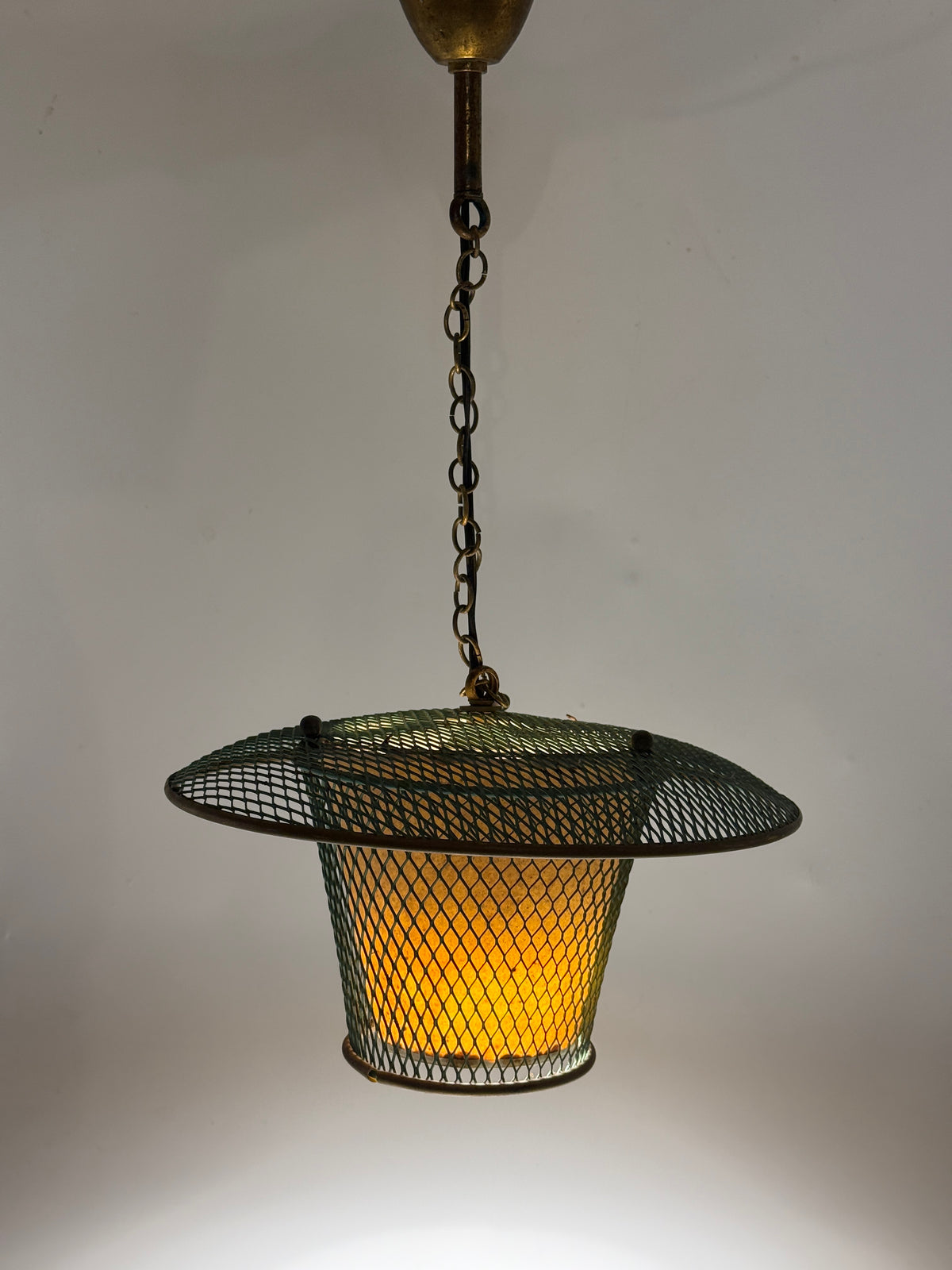 Suspension "Résille" en métal perforé, France 1950s