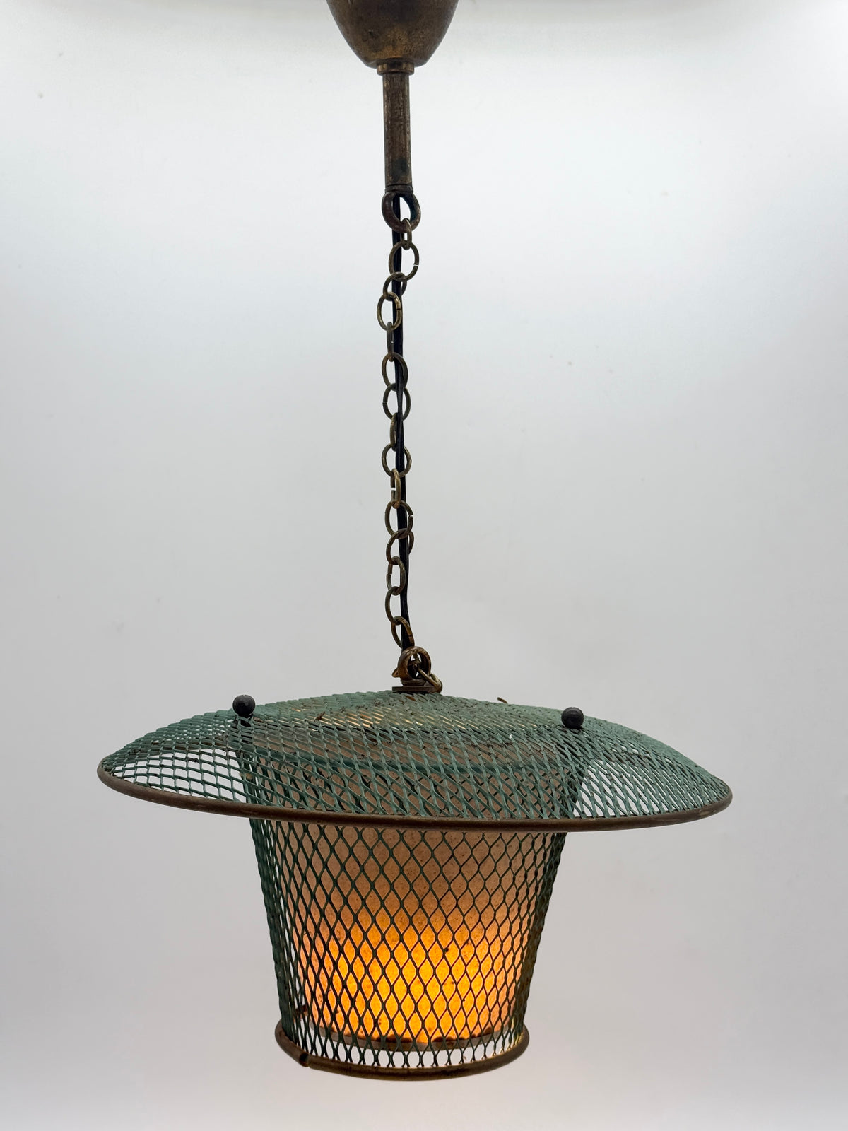 Suspension "Résille" en métal perforé, France 1950s