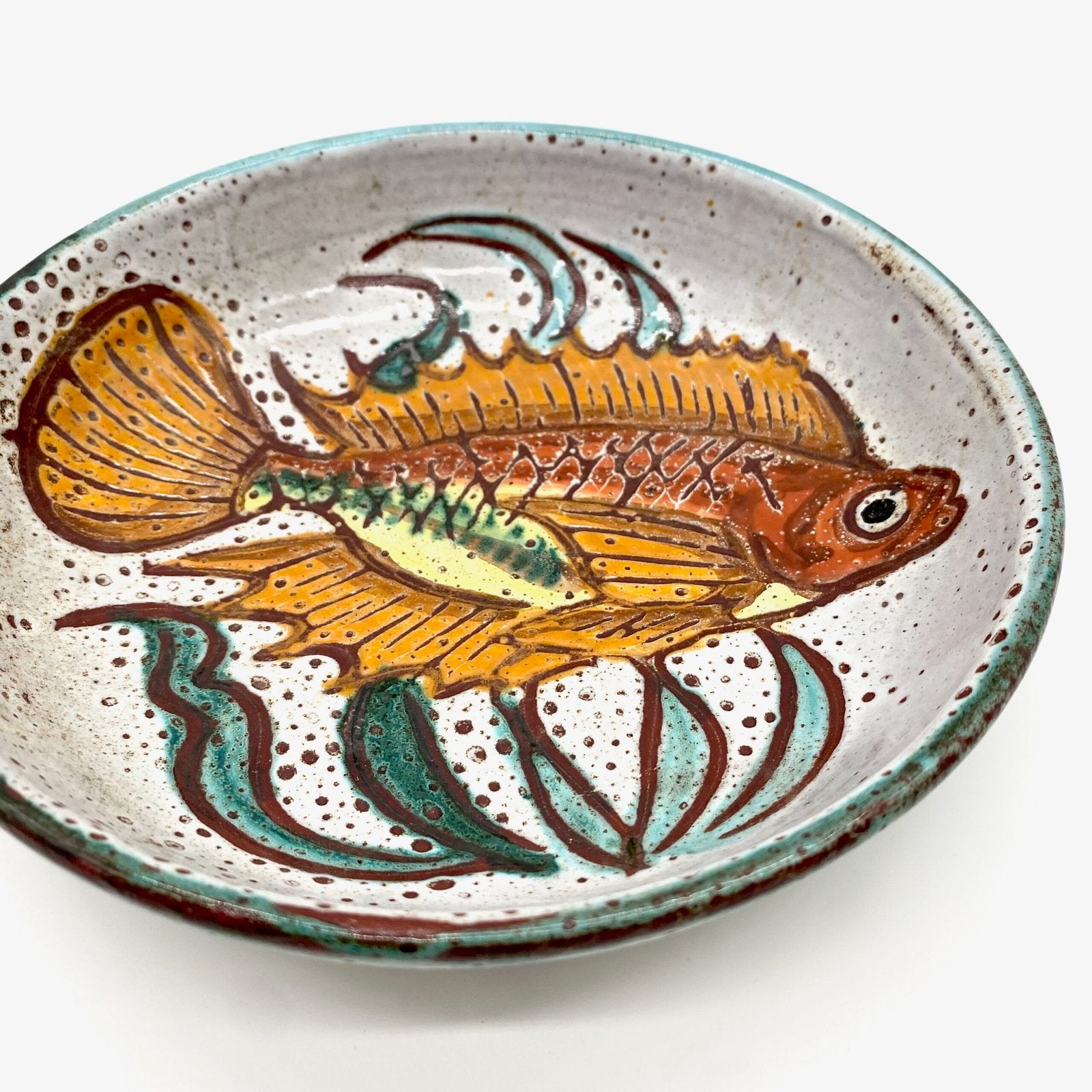 ASSIETTE CREUSE DÉCOR POISSON - CÉRAMIQUE DE VALLAURIS, 1960s