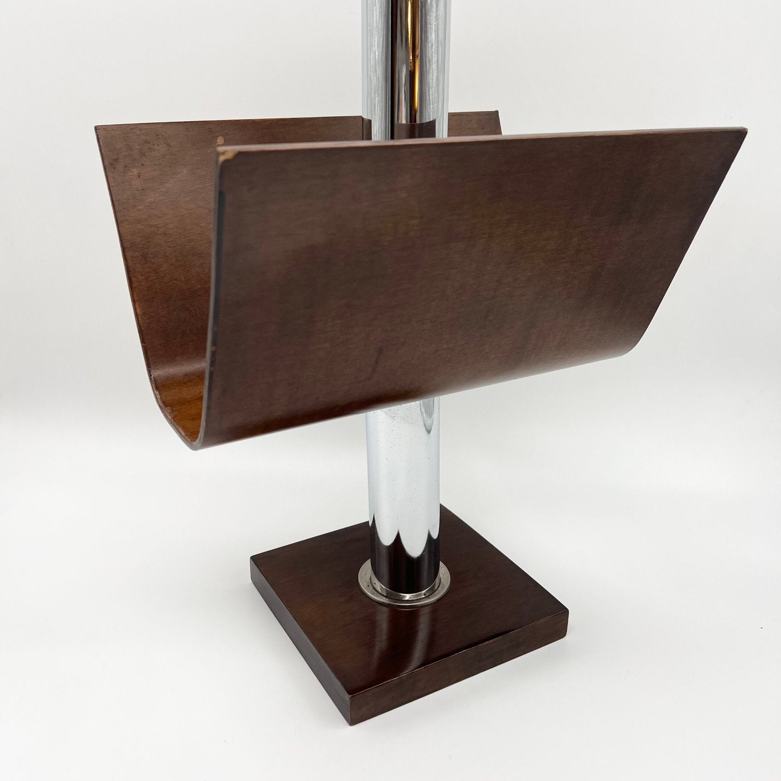 PORTE-REVUE "Servizio da fumo" BOIS / MÉTAL — ITALY, 1970s