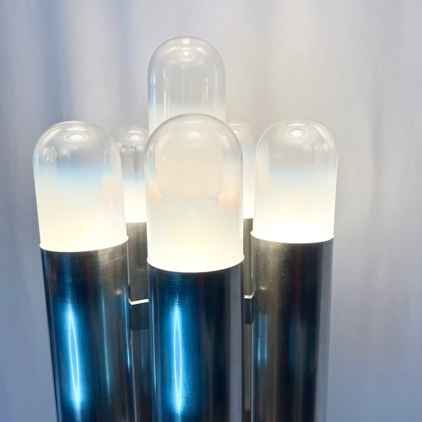 LAMPADAIRE "SPACE AGE" – ATTRIBUÉ À CARLO NASON, CHROME & MURANO, 1970s