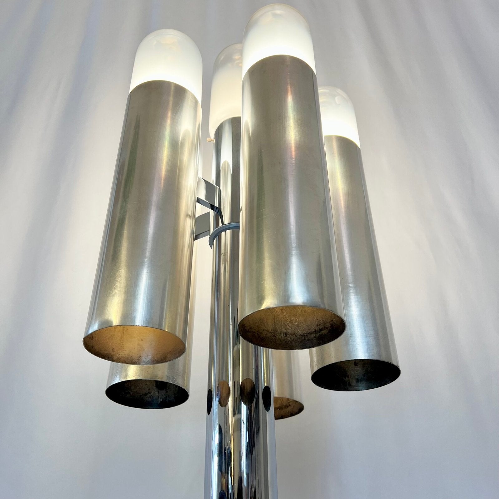 LAMPADAIRE "SPACE AGE" – ATTRIBUÉ À CARLO NASON, CHROME & MURANO, 1970s