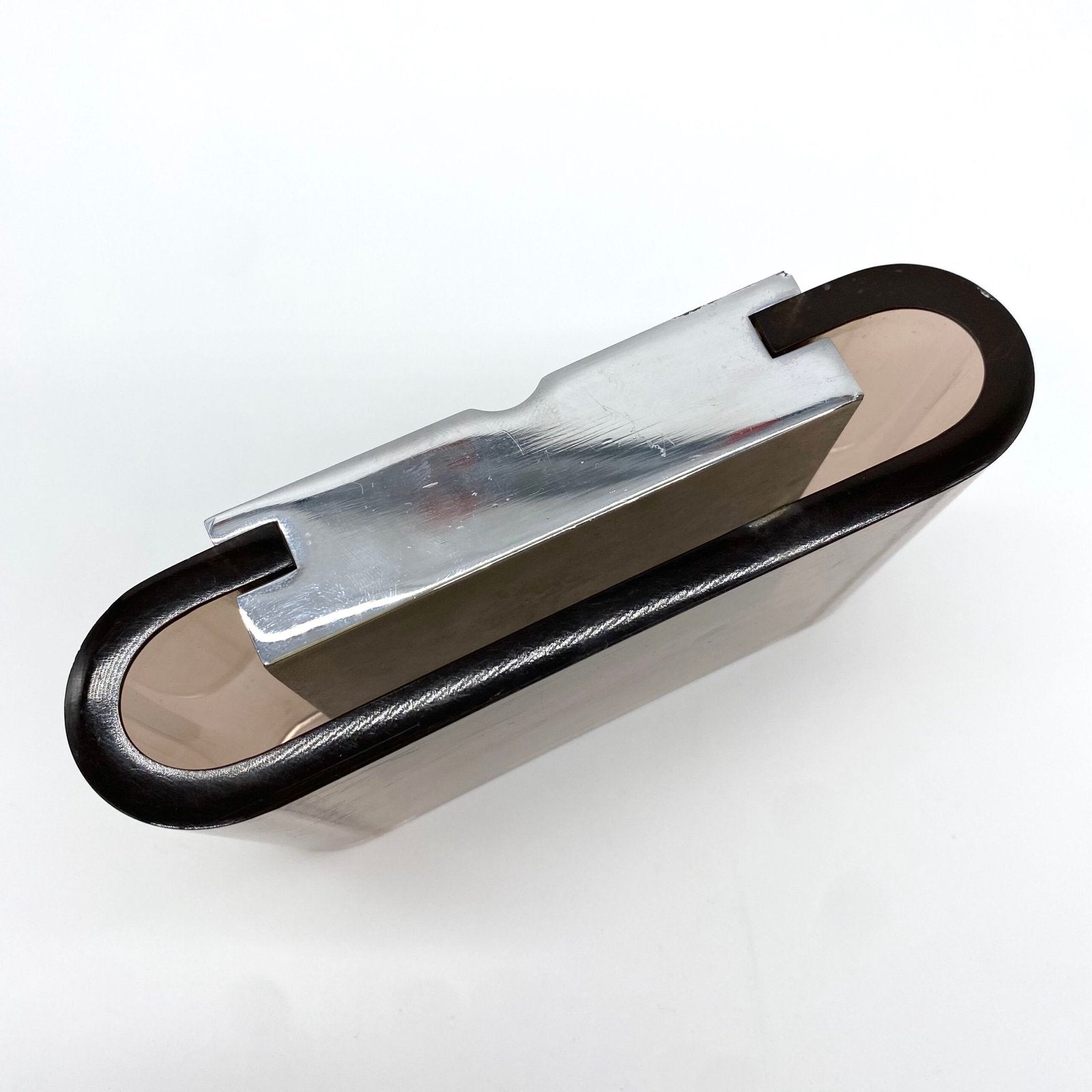 GRAND CENDRIER PLEXI ET CHROME PAR "MICHEL DUMAS", 1970s