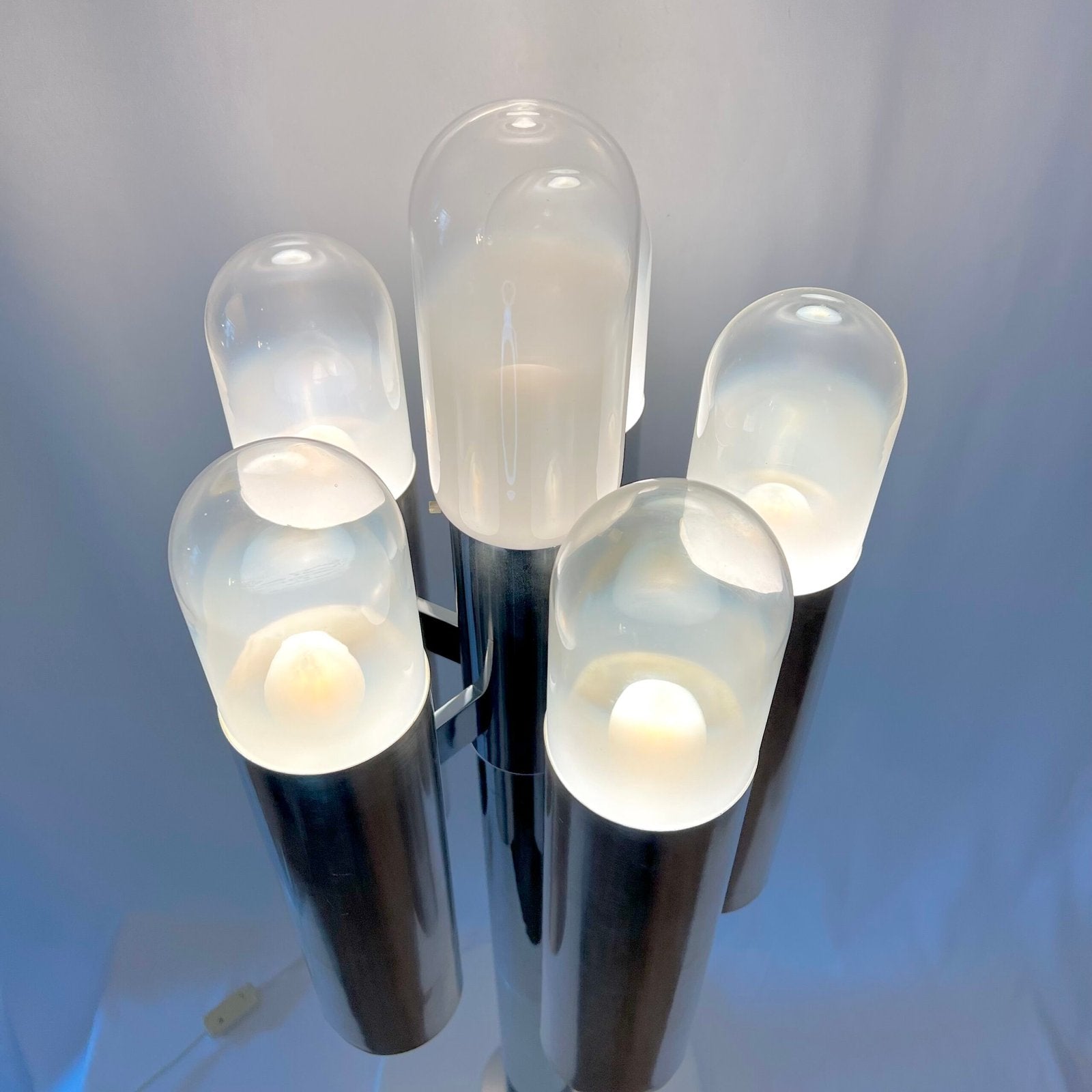 LAMPADAIRE "SPACE AGE" – ATTRIBUÉ À CARLO NASON, CHROME & MURANO, 1970s