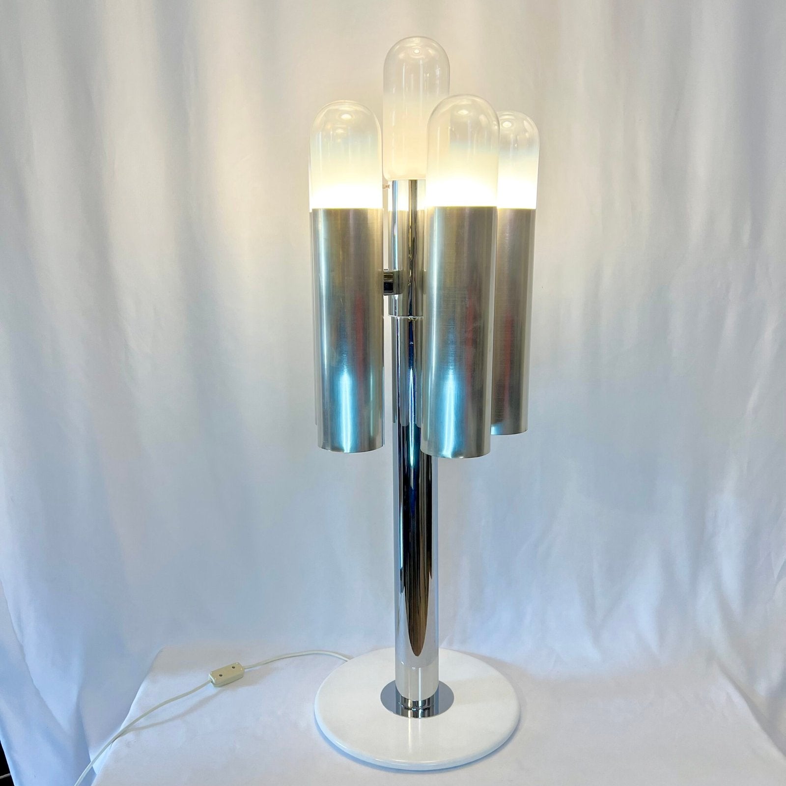 LAMPADAIRE "SPACE AGE" – ATTRIBUÉ À CARLO NASON, CHROME & MURANO, 1970s