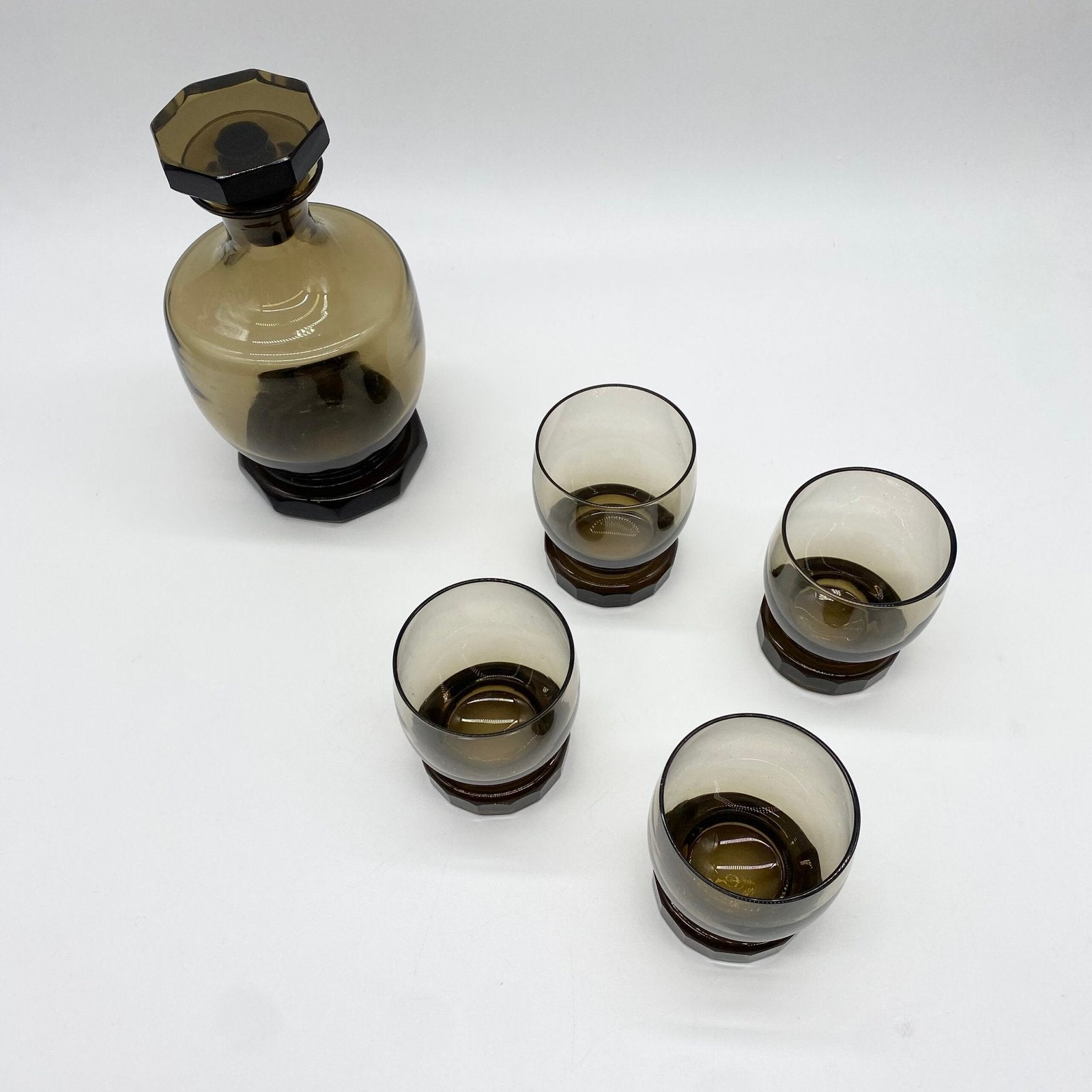 ENSEMBLE À WHISKY EN VERRE FUMÉ – 1970s
