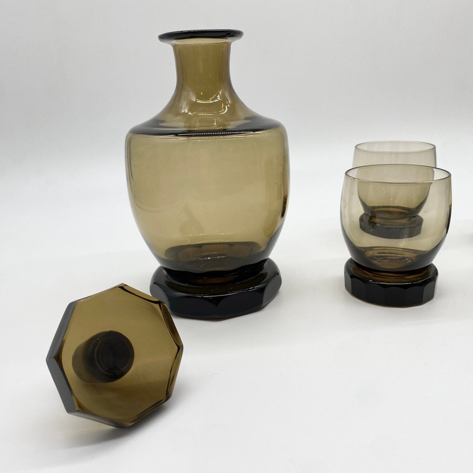 ENSEMBLE À WHISKY EN VERRE FUMÉ – 1970s
