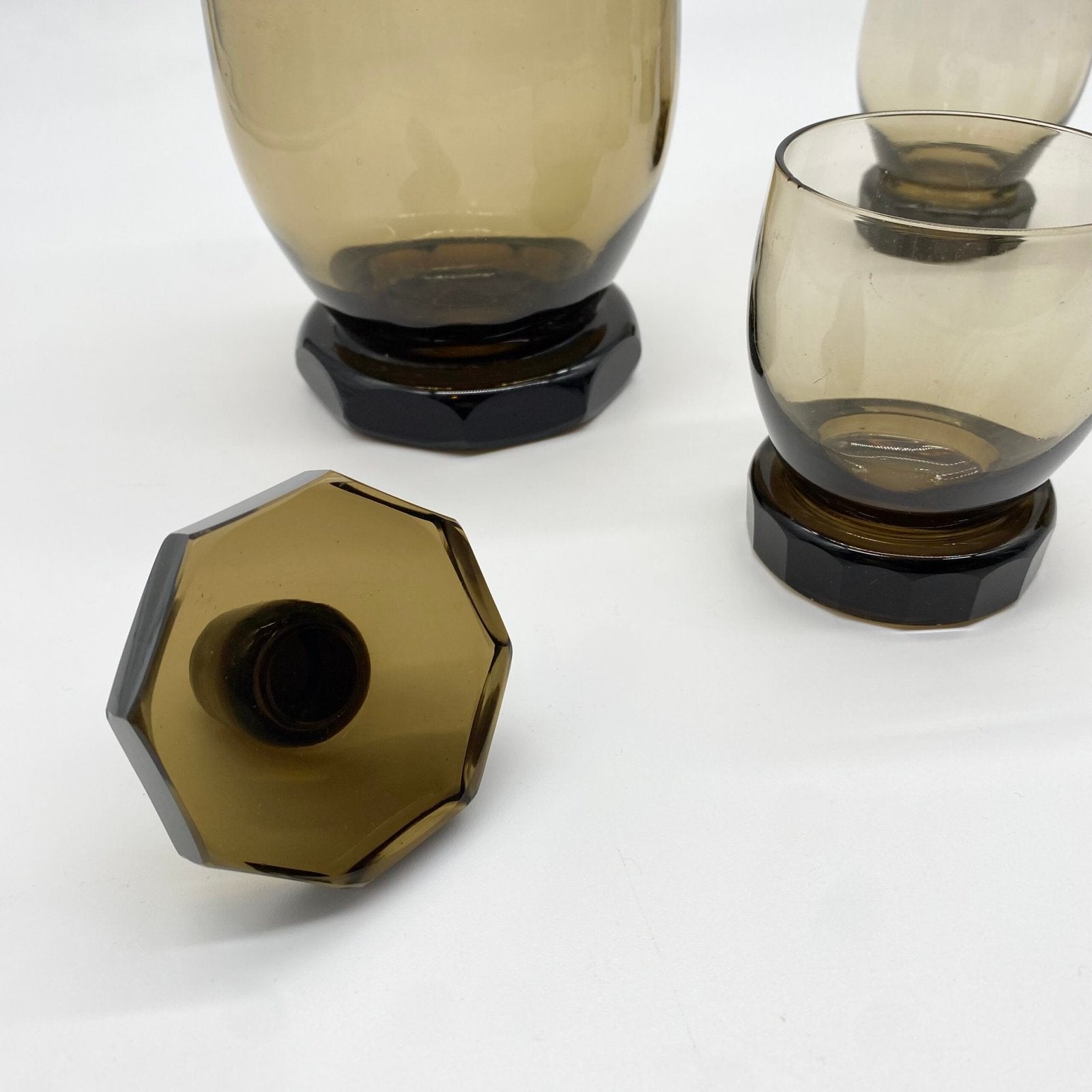 ENSEMBLE À WHISKY EN VERRE FUMÉ – 1970s