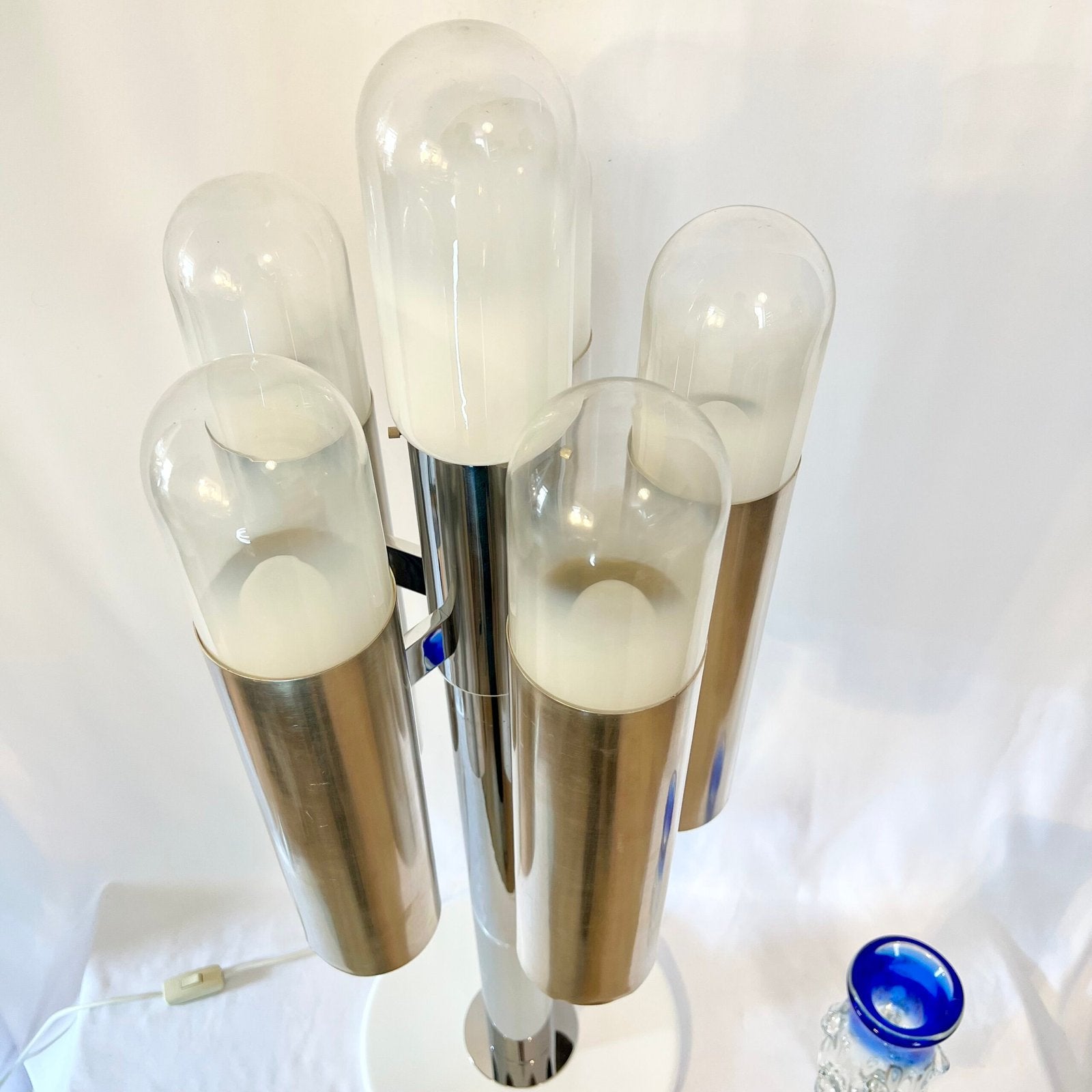 LAMPADAIRE "SPACE AGE" – ATTRIBUÉ À CARLO NASON, CHROME & MURANO, 1970s