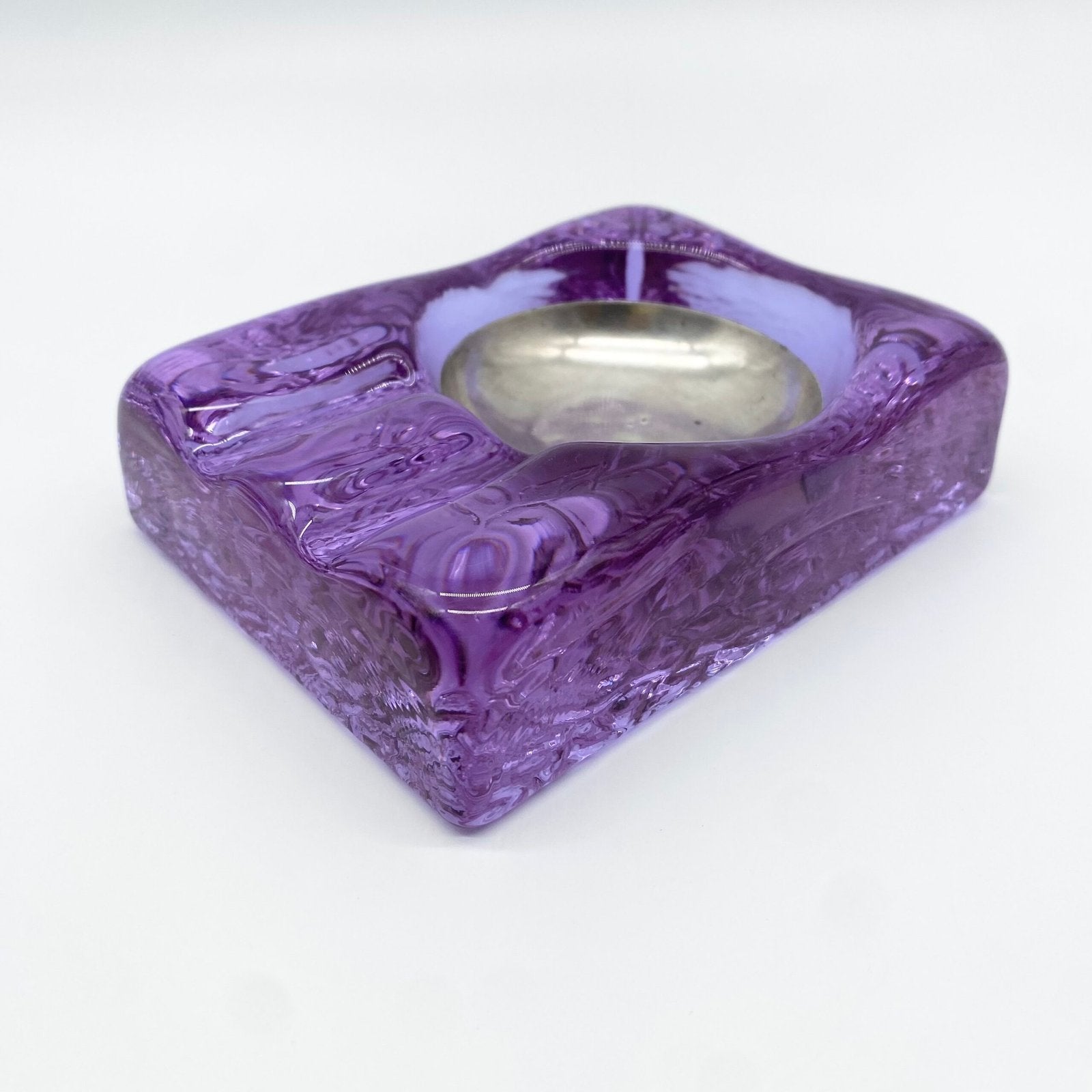 CENDRIER "VIOLET MURANO & SILVER", 1970s