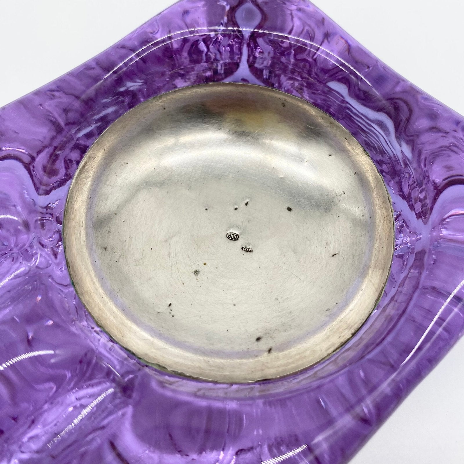 CENDRIER "VIOLET MURANO & SILVER", 1970s