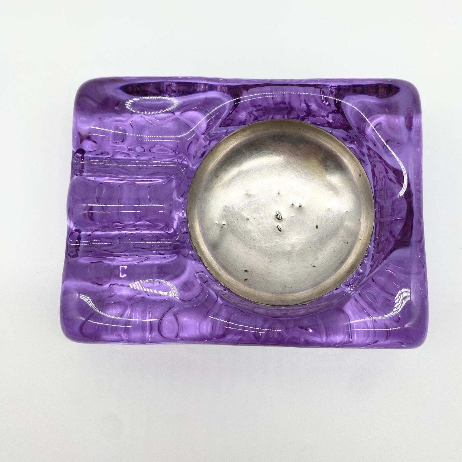 CENDRIER "VIOLET MURANO & SILVER", 1970s