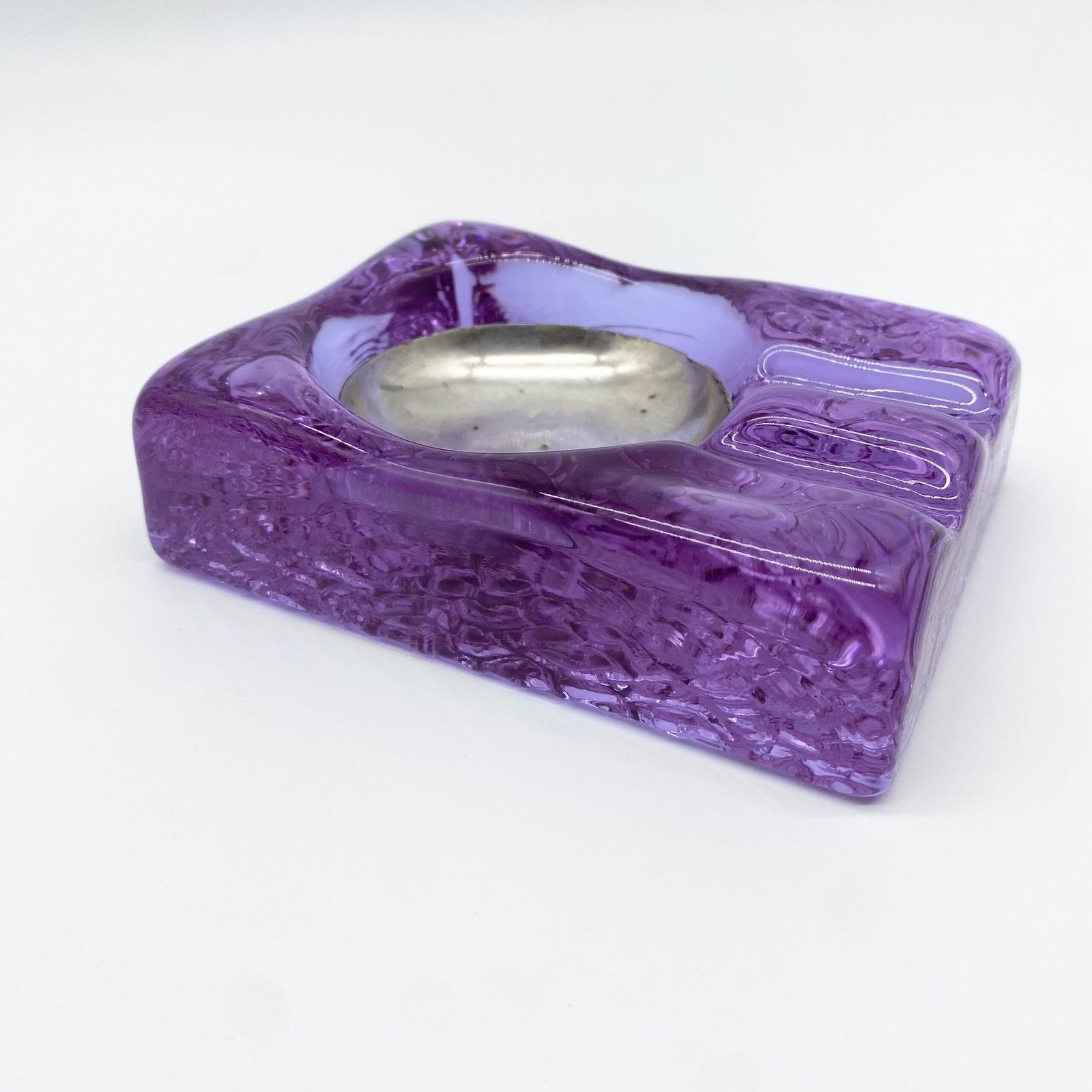 CENDRIER "VIOLET MURANO & SILVER", 1970s