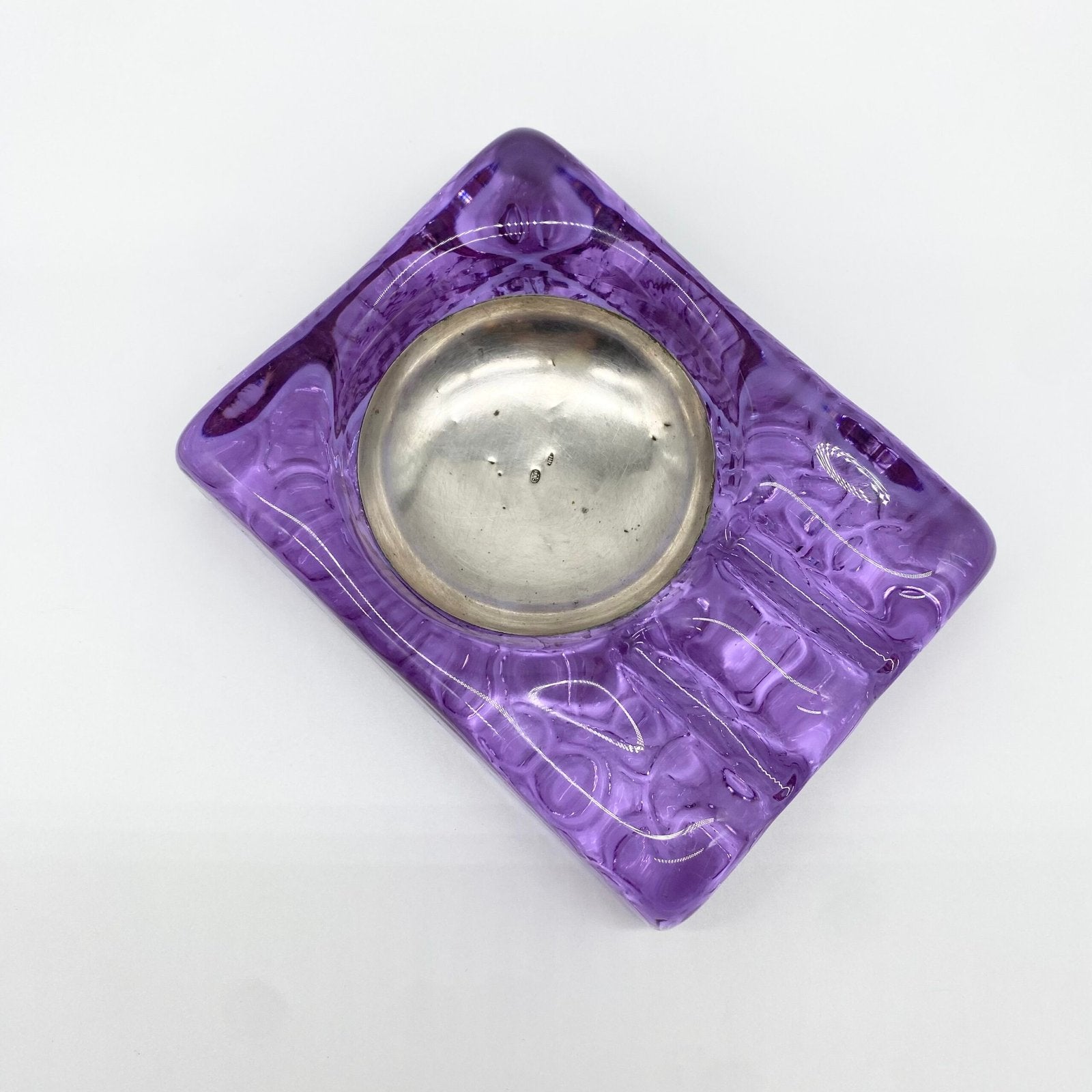 CENDRIER "VIOLET MURANO & SILVER", 1970s