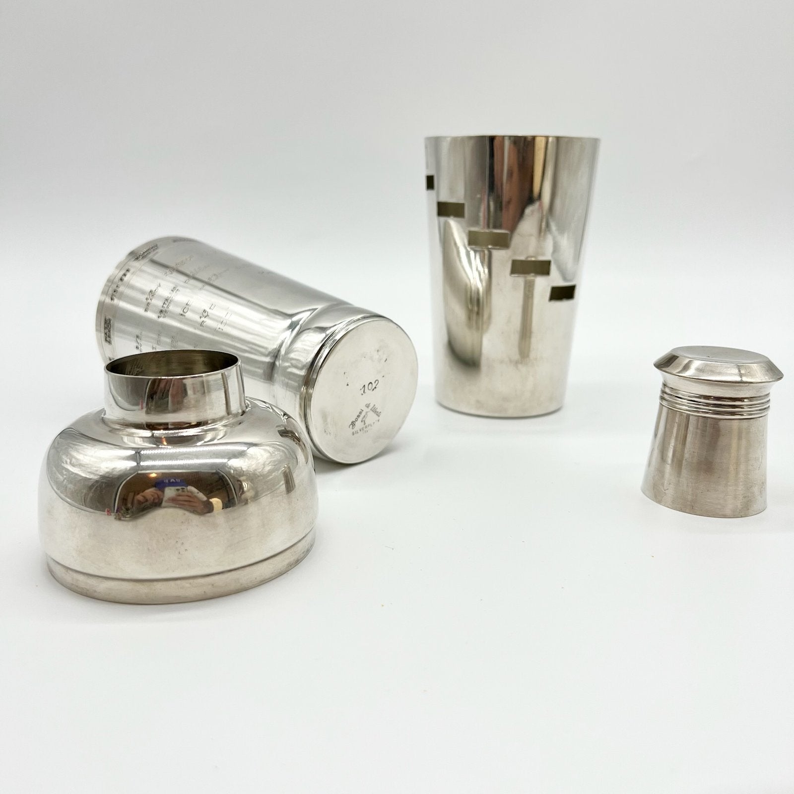 SHAKER ARGENT "DIAL A DRINK" BOSSI, ITALY 1960s