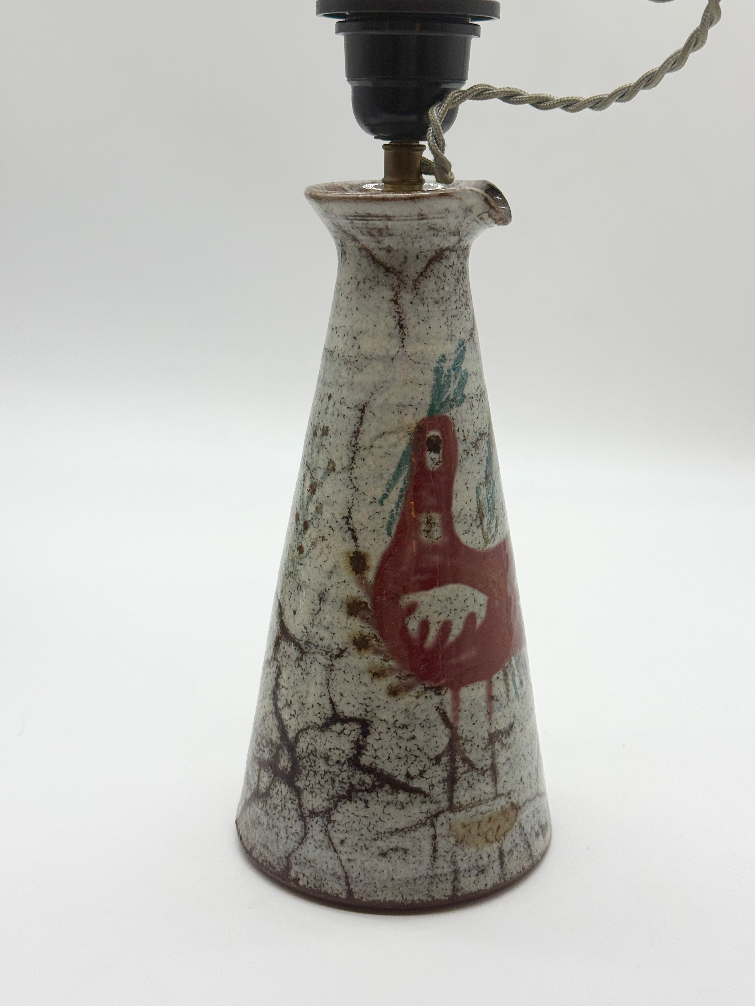 PICHET EN CÉRAMIQUE MONTÉ EN LAMPE — GUSTAVE REYNAUD, 1950s