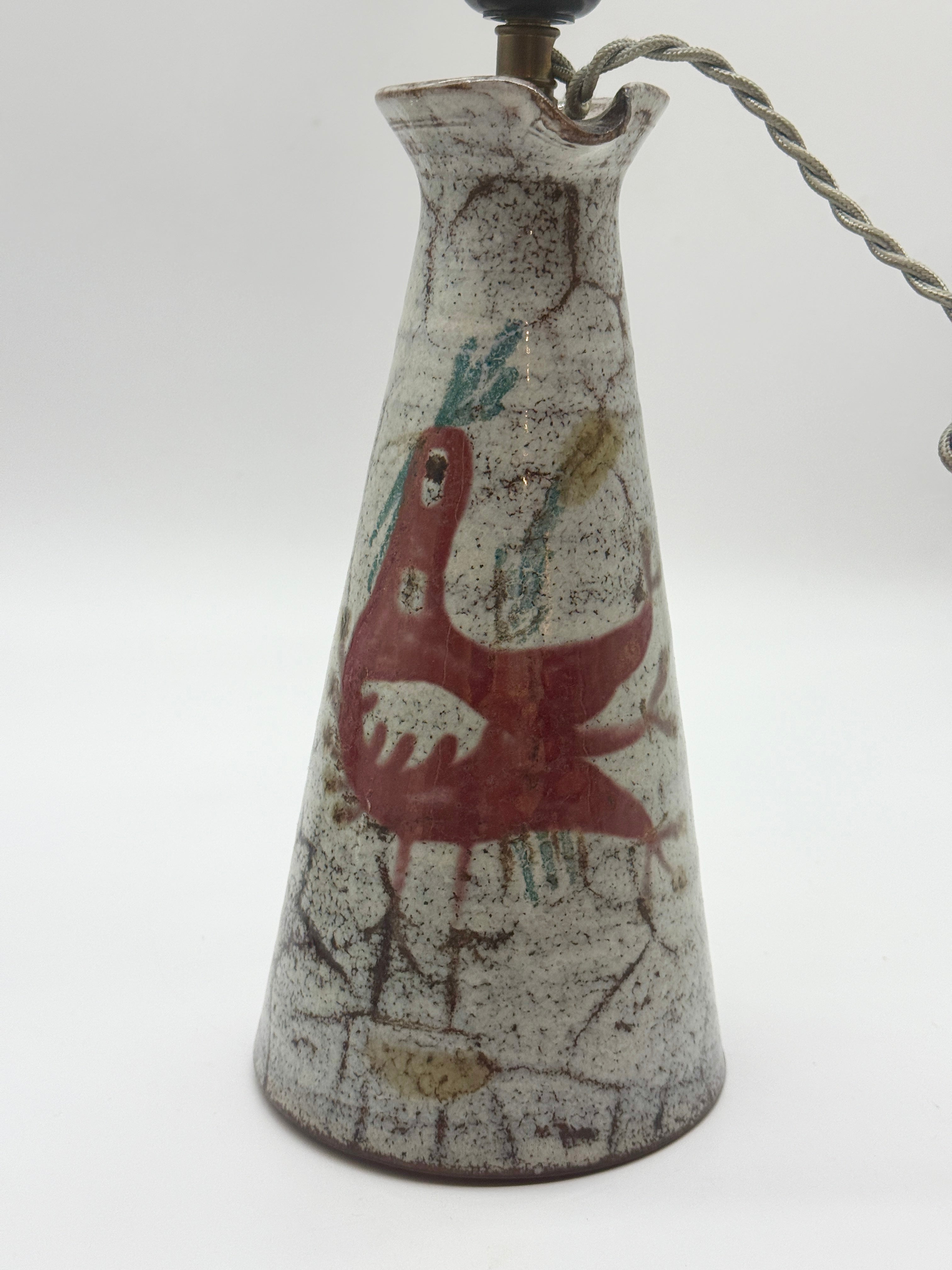 PICHET EN CÉRAMIQUE MONTÉ EN LAMPE — GUSTAVE REYNAUD, 1950s