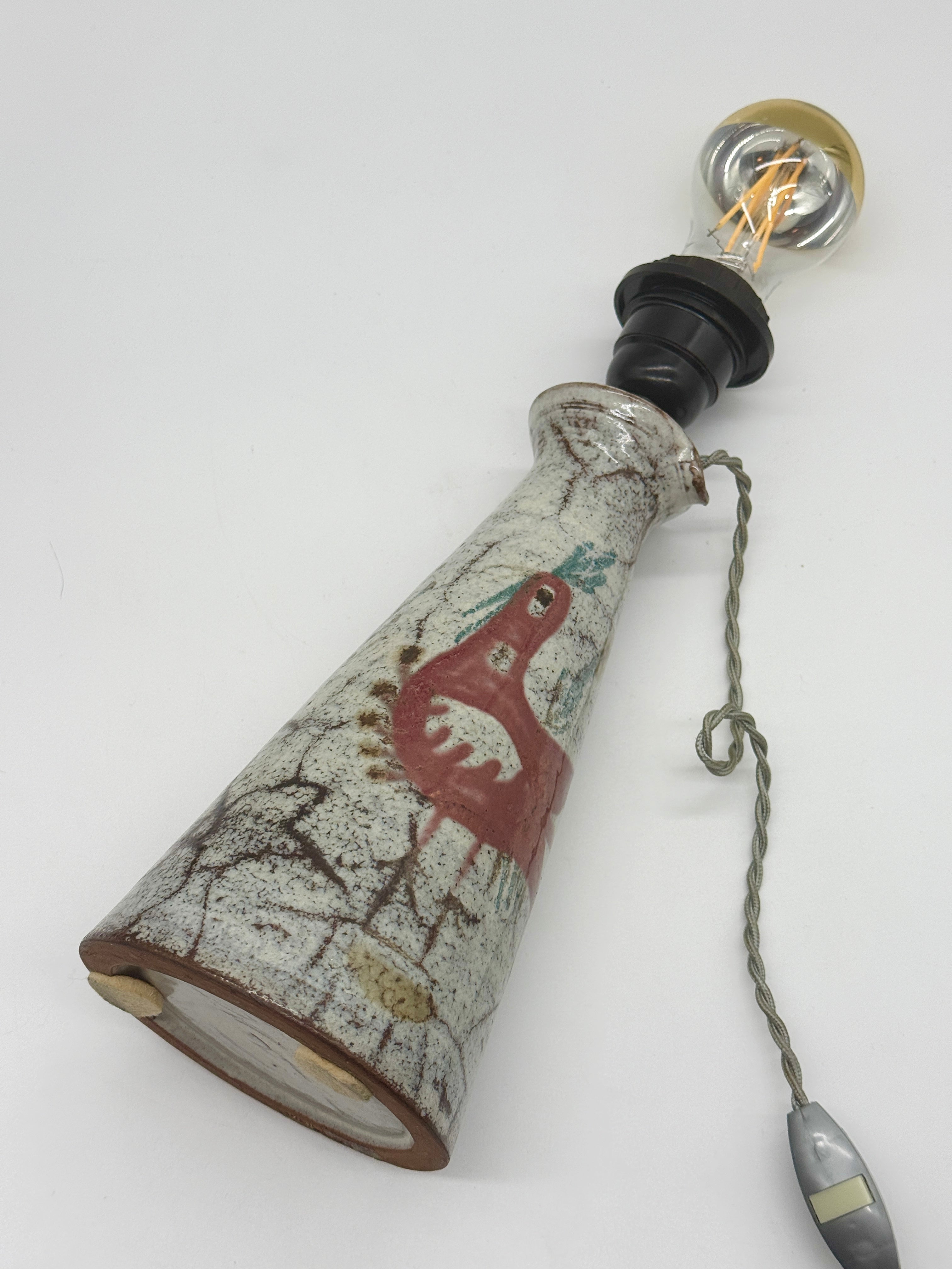 PICHET EN CÉRAMIQUE MONTÉ EN LAMPE — GUSTAVE REYNAUD, 1950s