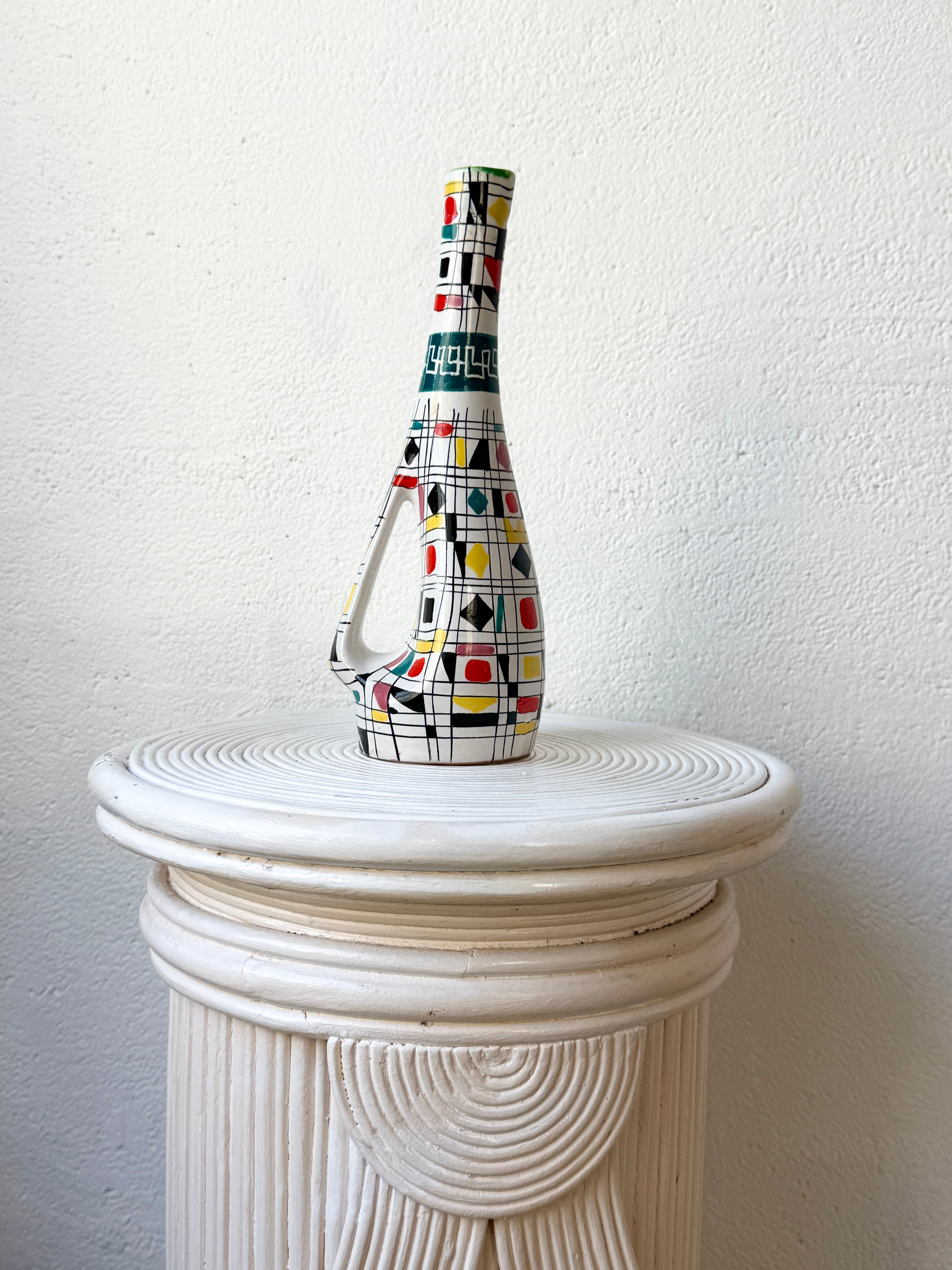 VASE / AIGUIÈRE EN CÉRAMIQUE MAIOLICA DERUTA, ITALIE, 1960s