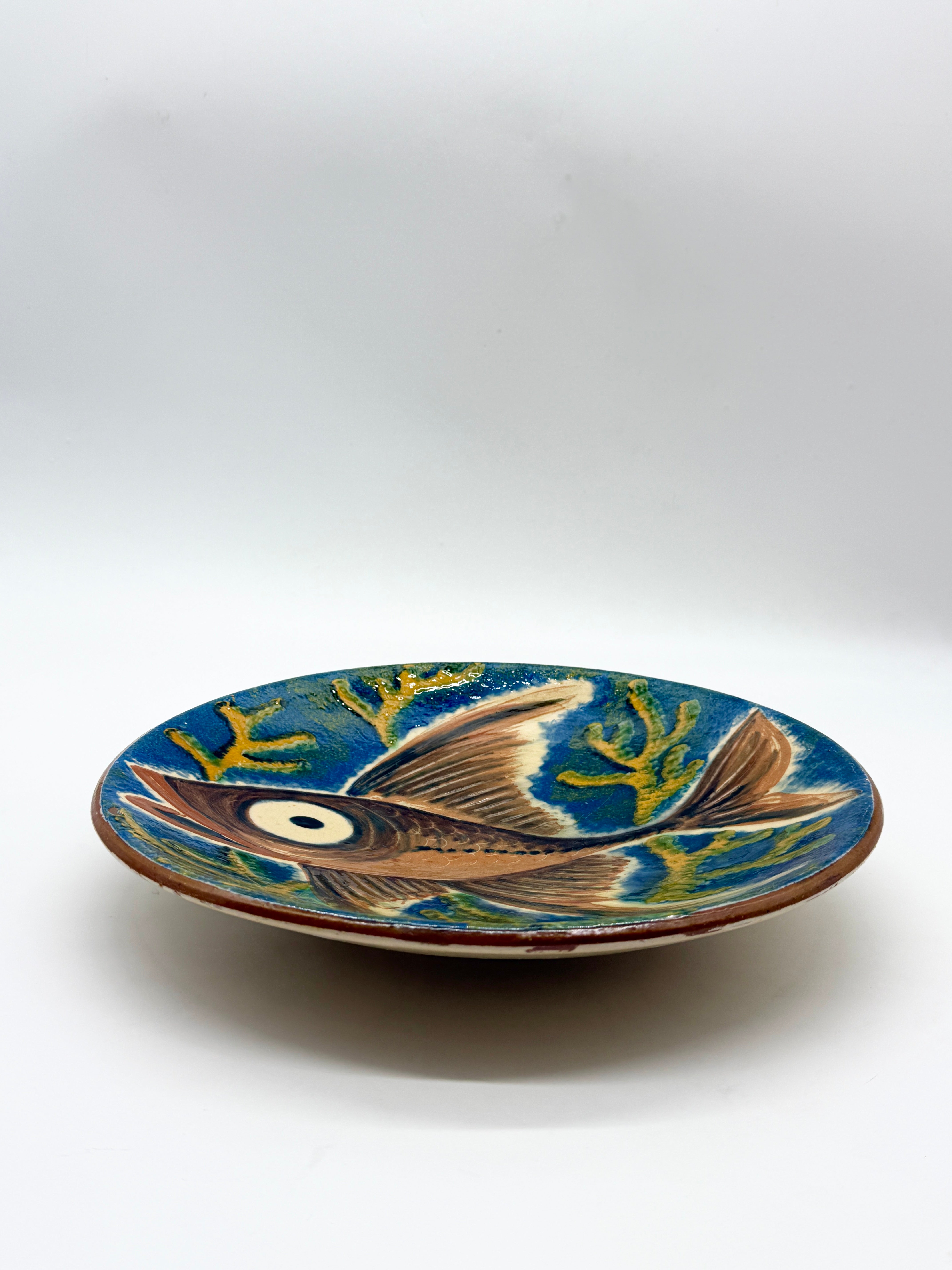 ASSIETTE MURALE « POISSON » PAR PUIGDEMONT, CATALOGNE 1960s