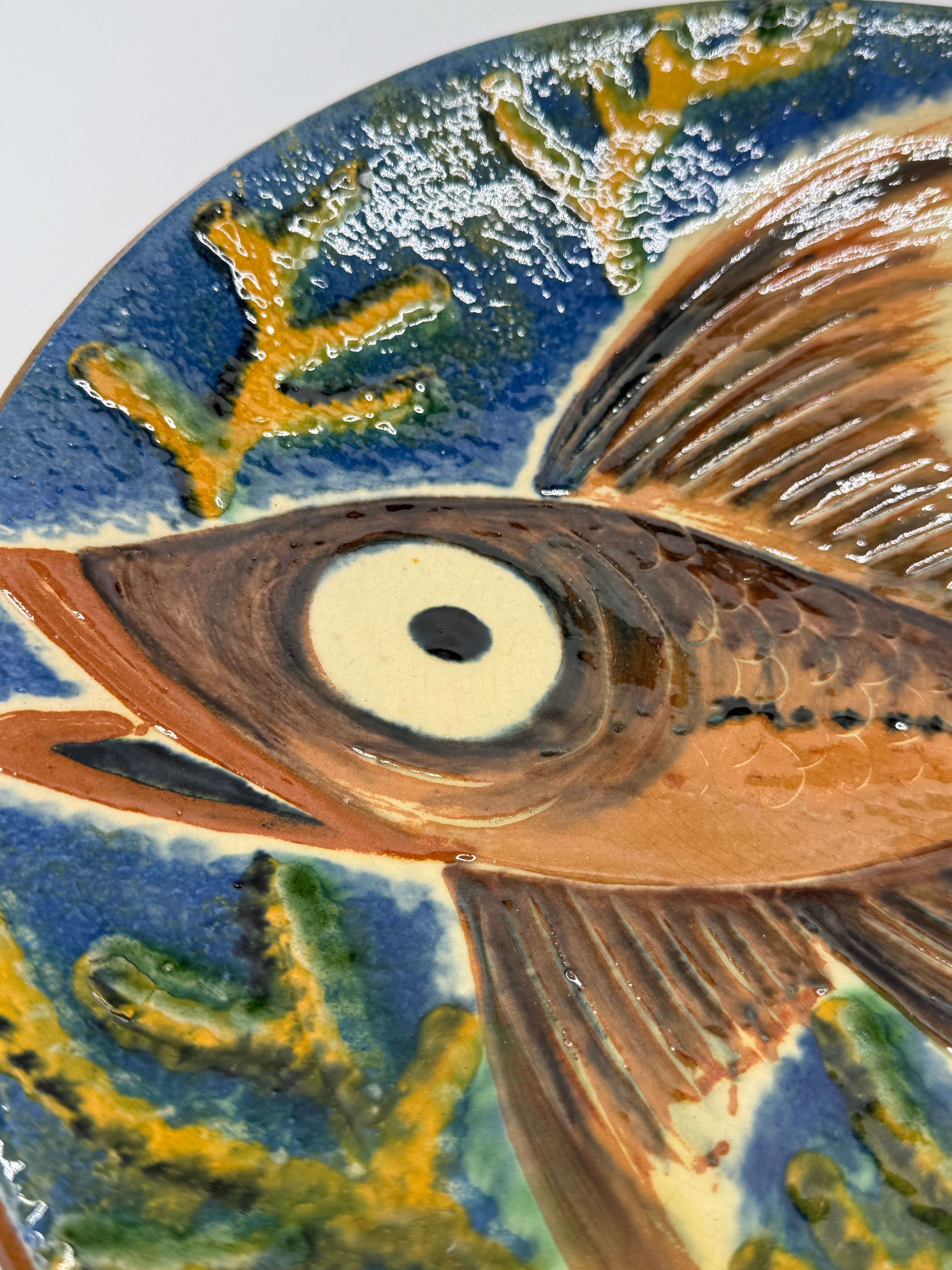 ASSIETTE MURALE « POISSON » PAR PUIGDEMONT, CATALOGNE 1960s
