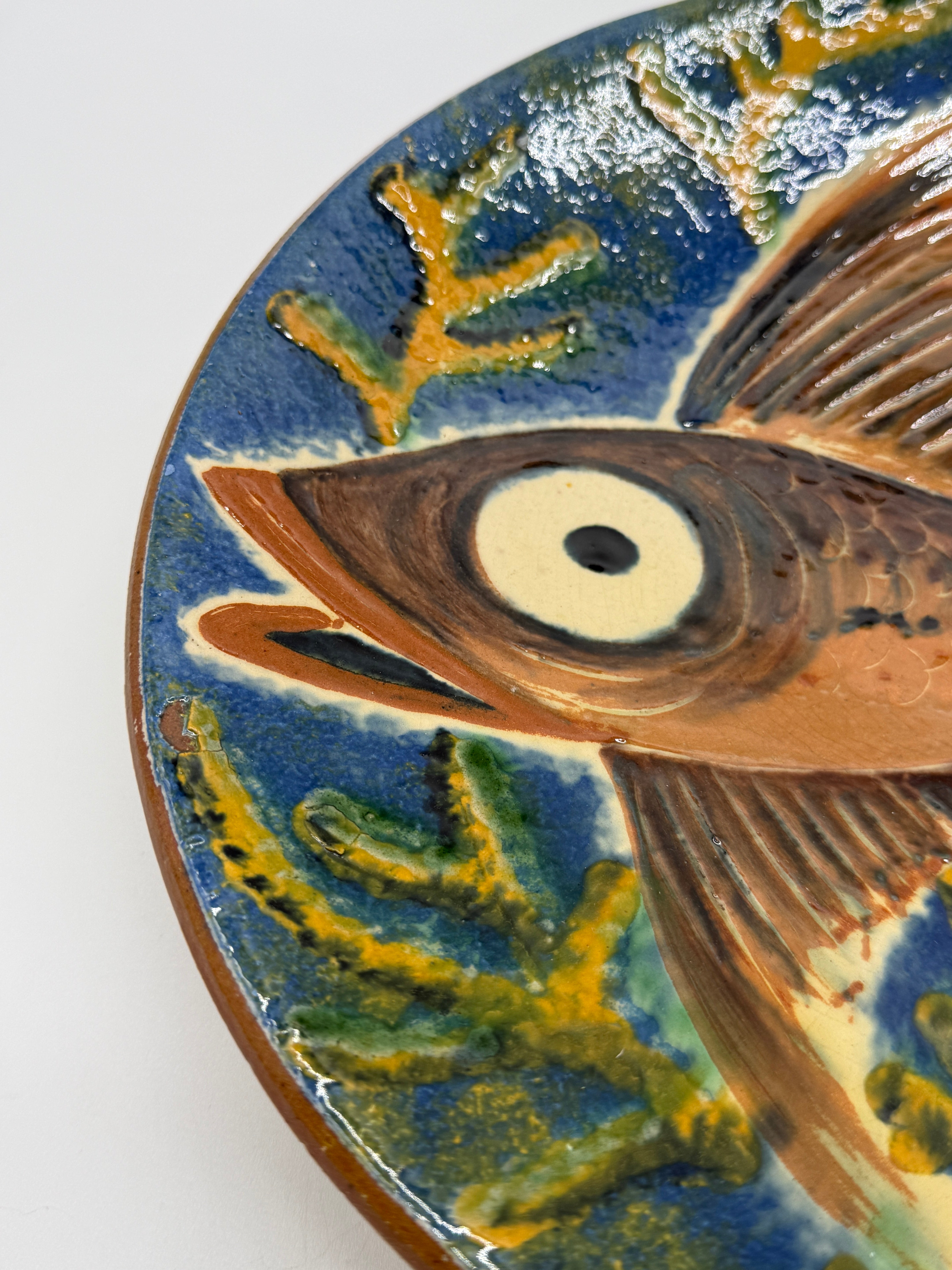 ASSIETTE MURALE « POISSON » PAR PUIGDEMONT, CATALOGNE 1960s