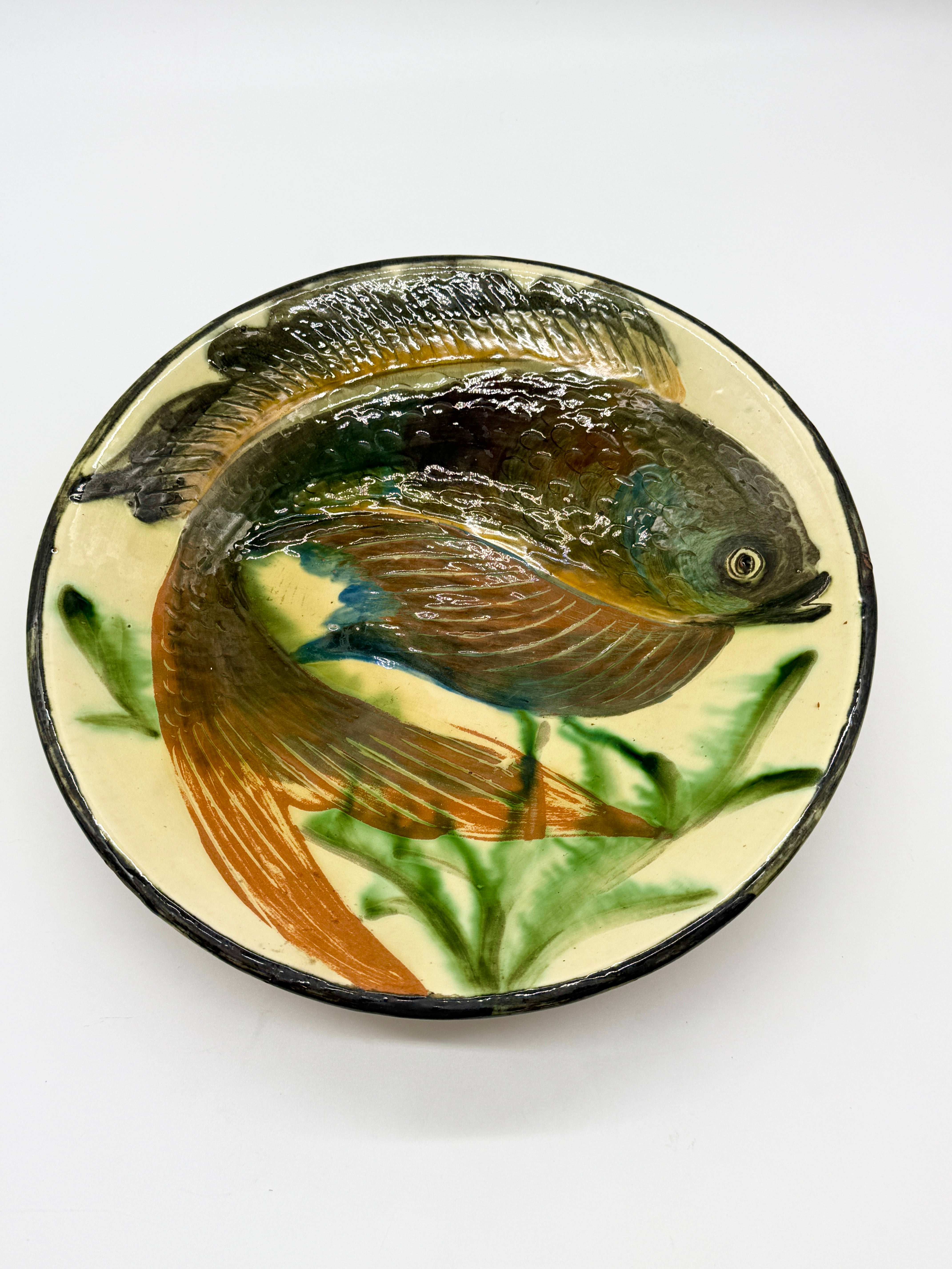 GRANDE ASSIETTE POISSON, PUIGDEMONT LA BISBAL, CATALOGNE 1960s