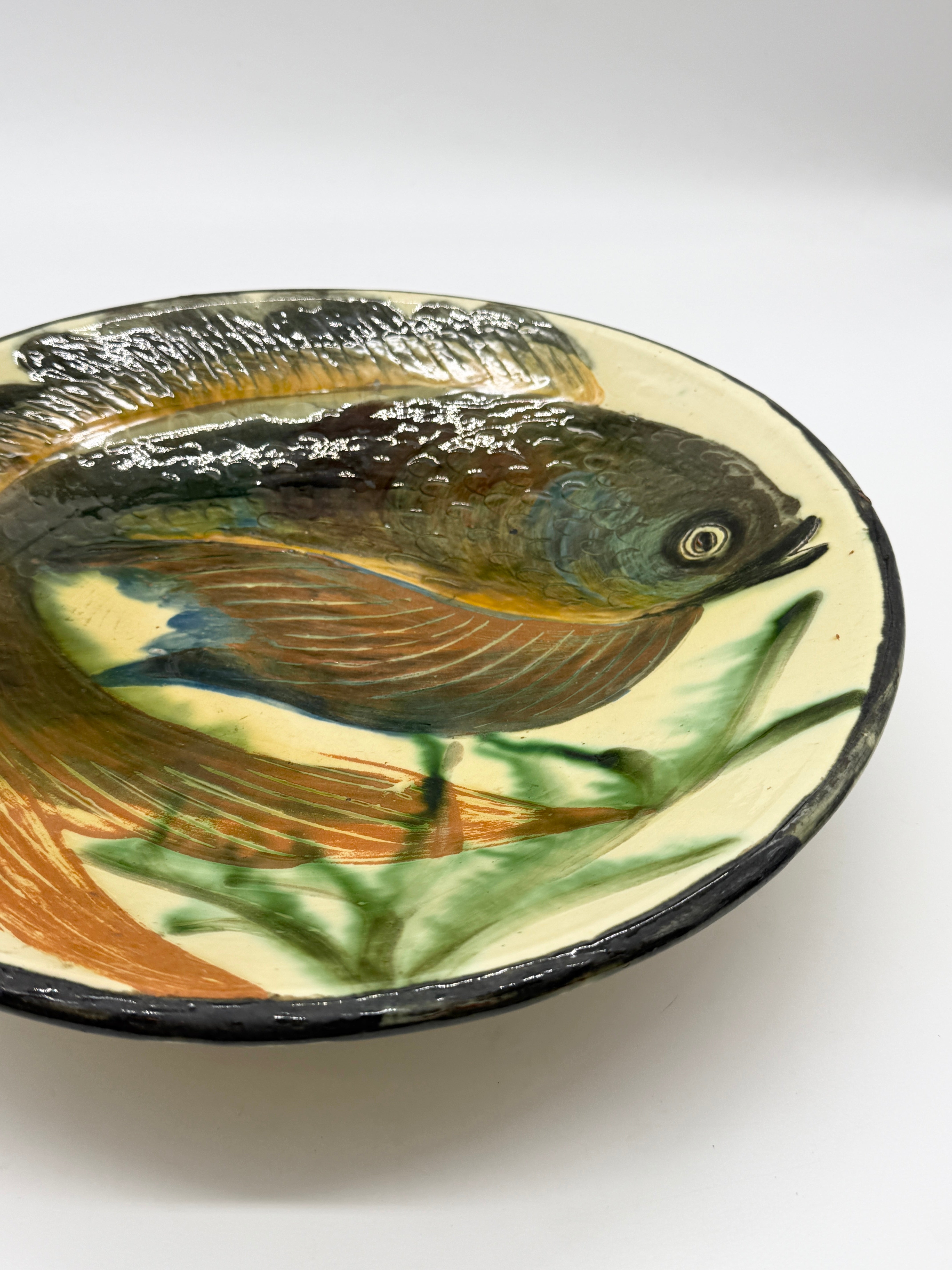 GRANDE ASSIETTE POISSON, PUIGDEMONT LA BISBAL, CATALOGNE 1960s