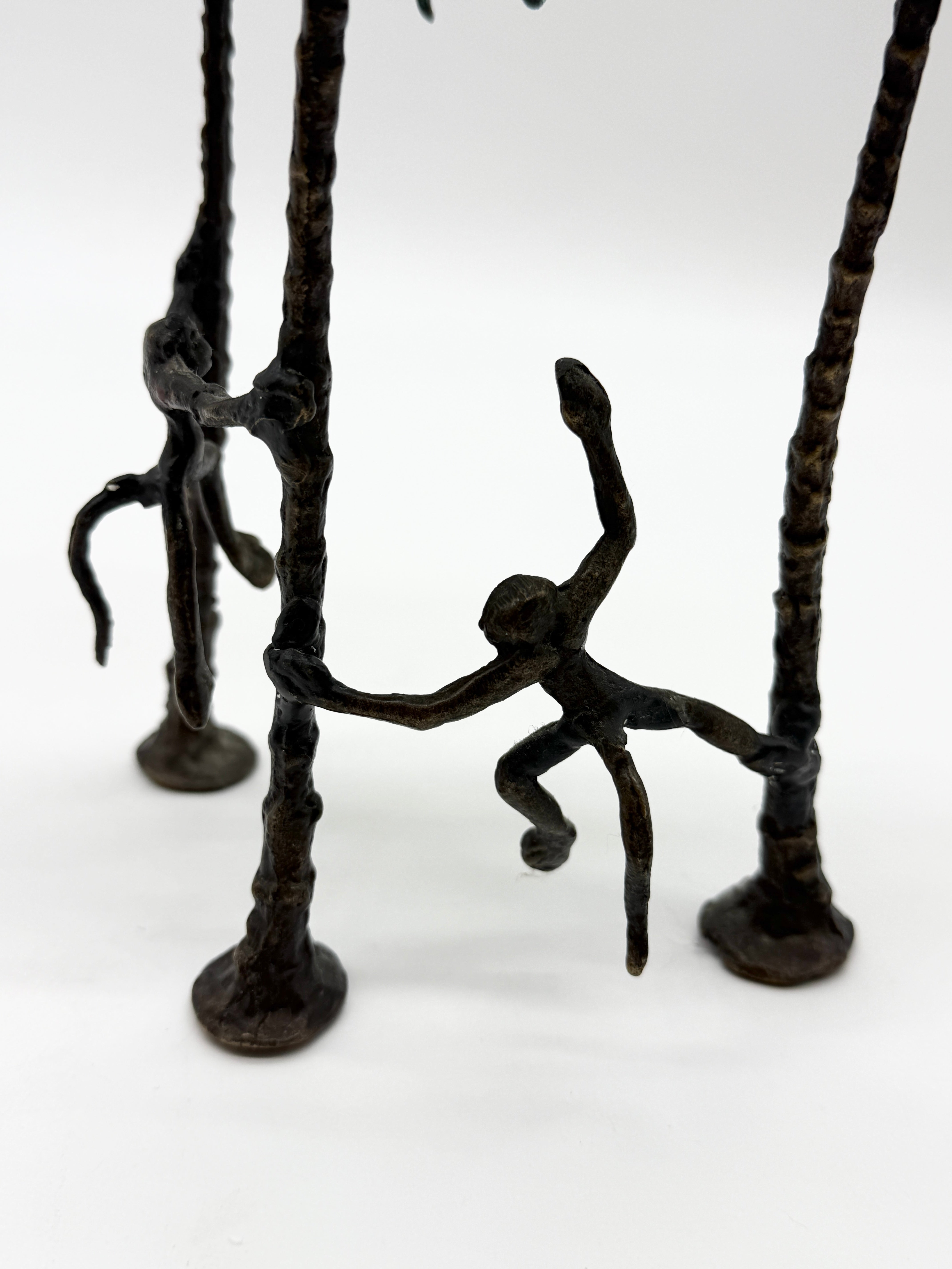 CHANDELIER "SINGE" EN BRONZE PATINÉ, 1970s