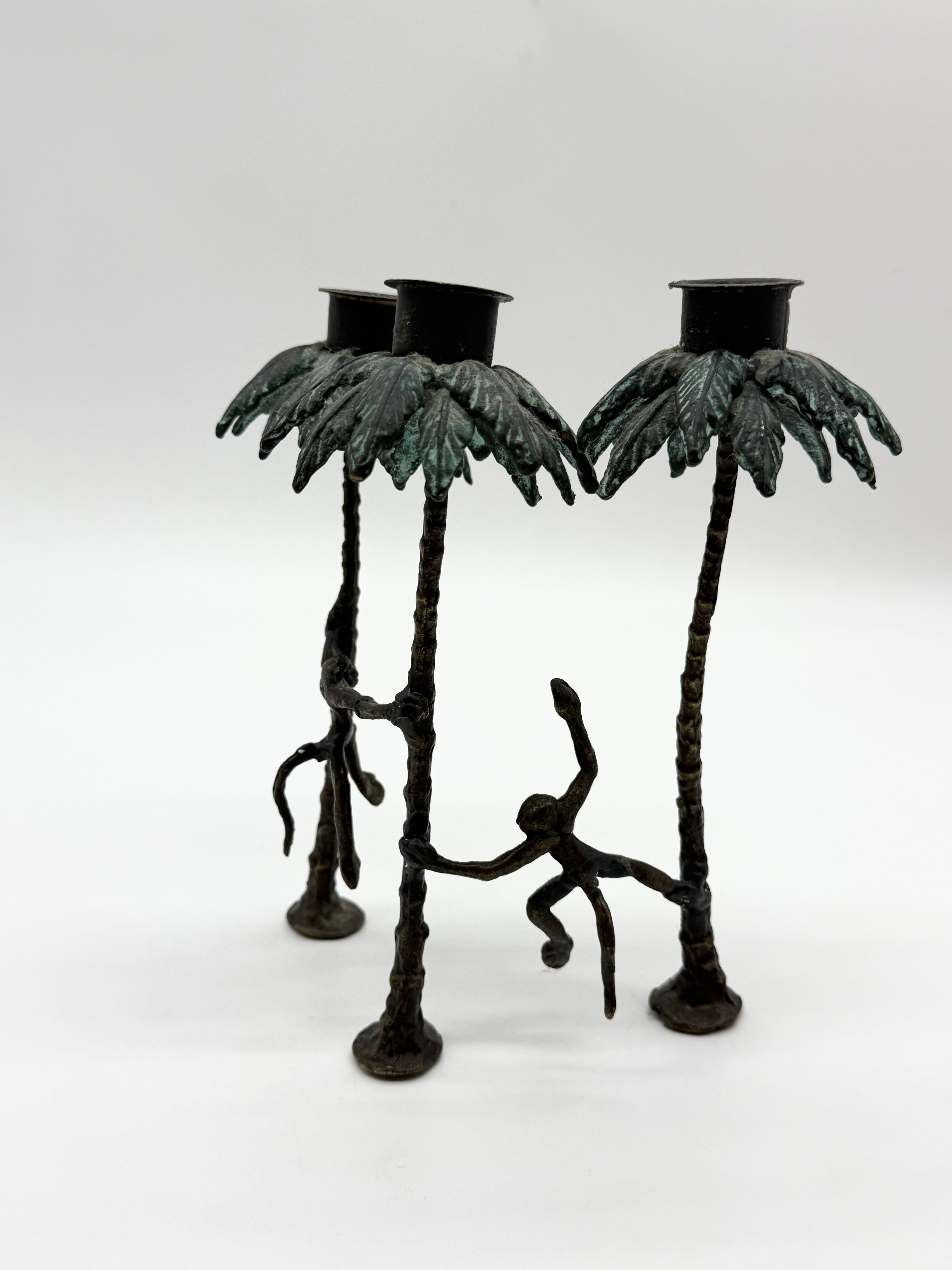 CHANDELIER "SINGE" EN BRONZE PATINÉ, 1970s