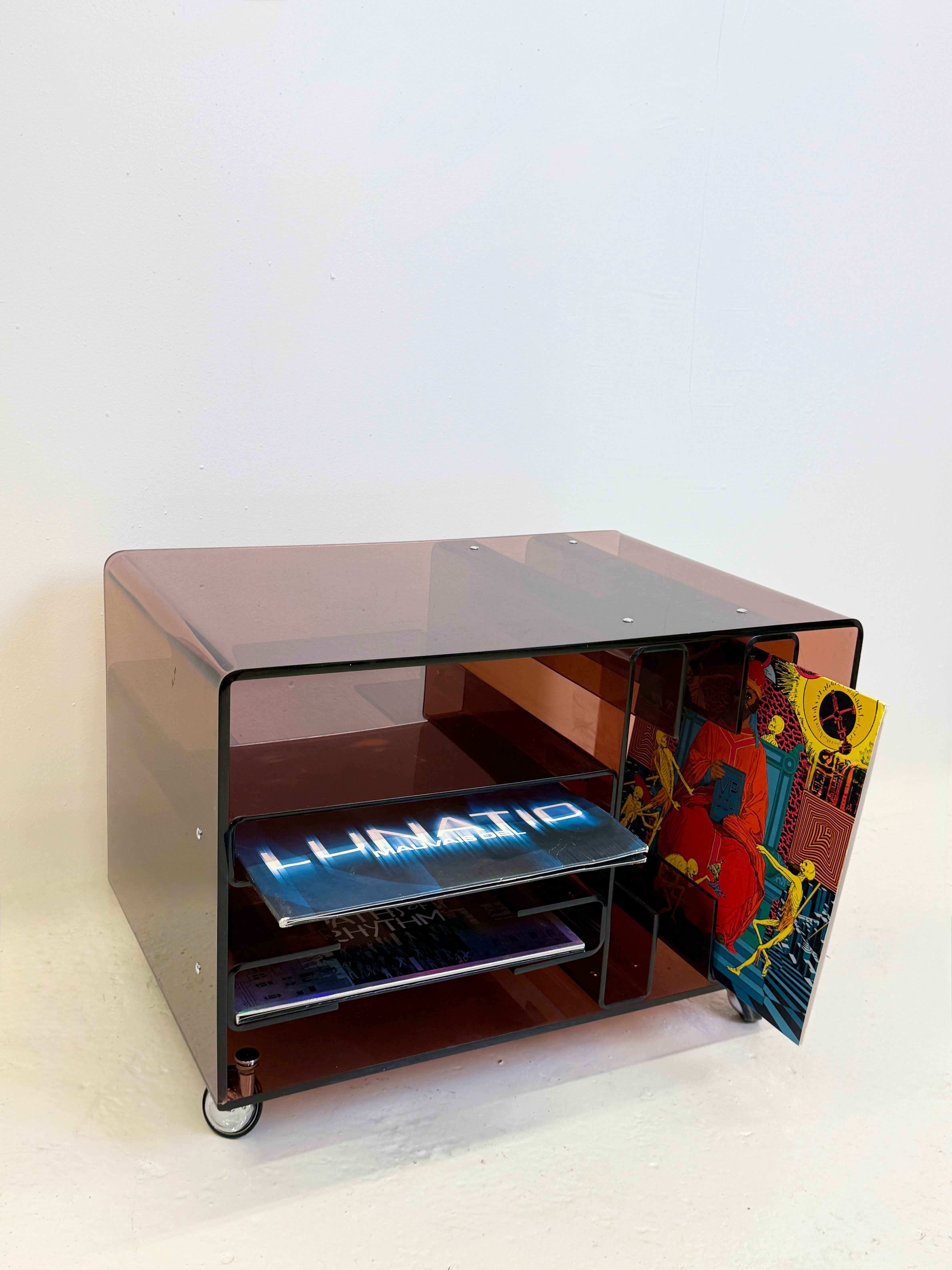 MEUBLE RANGE-VINYLES EN PLEXI, 1970S