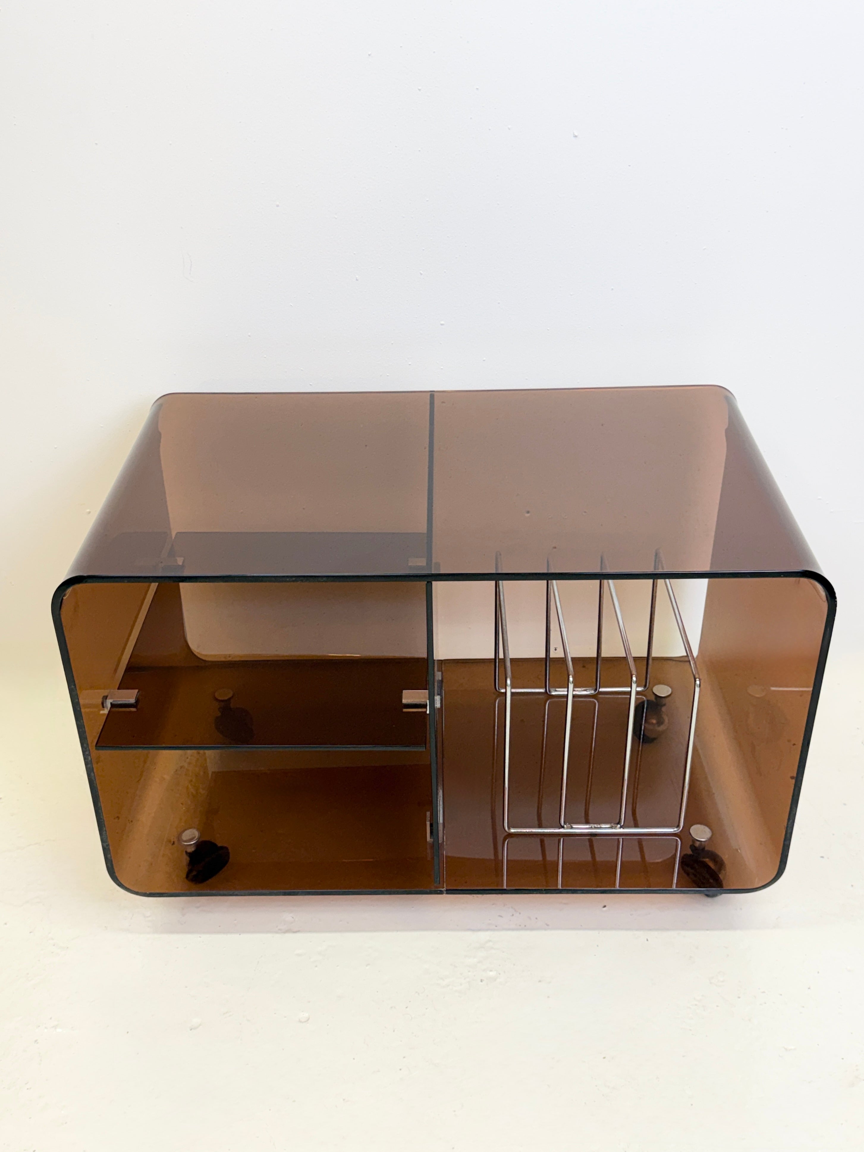RANGE-VINYLES EN PLEXI, MICHEL DUMAS POUR ROCHE BOBOIS, 1970S